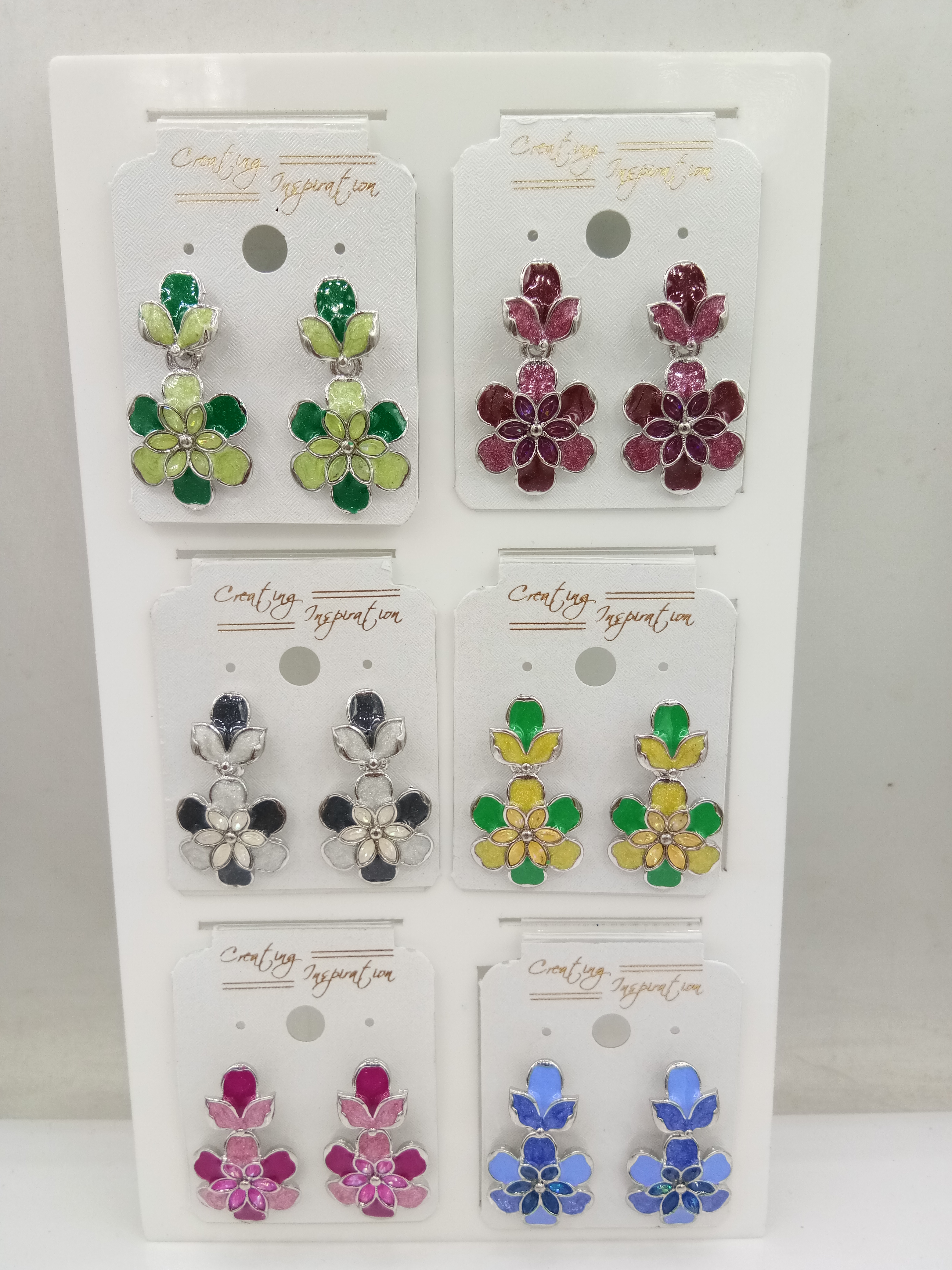 RODIUM CLR + CLR NEW PEARL ZARI MEENA ASSST 6 PAIR TRAY TOPS - 1111987