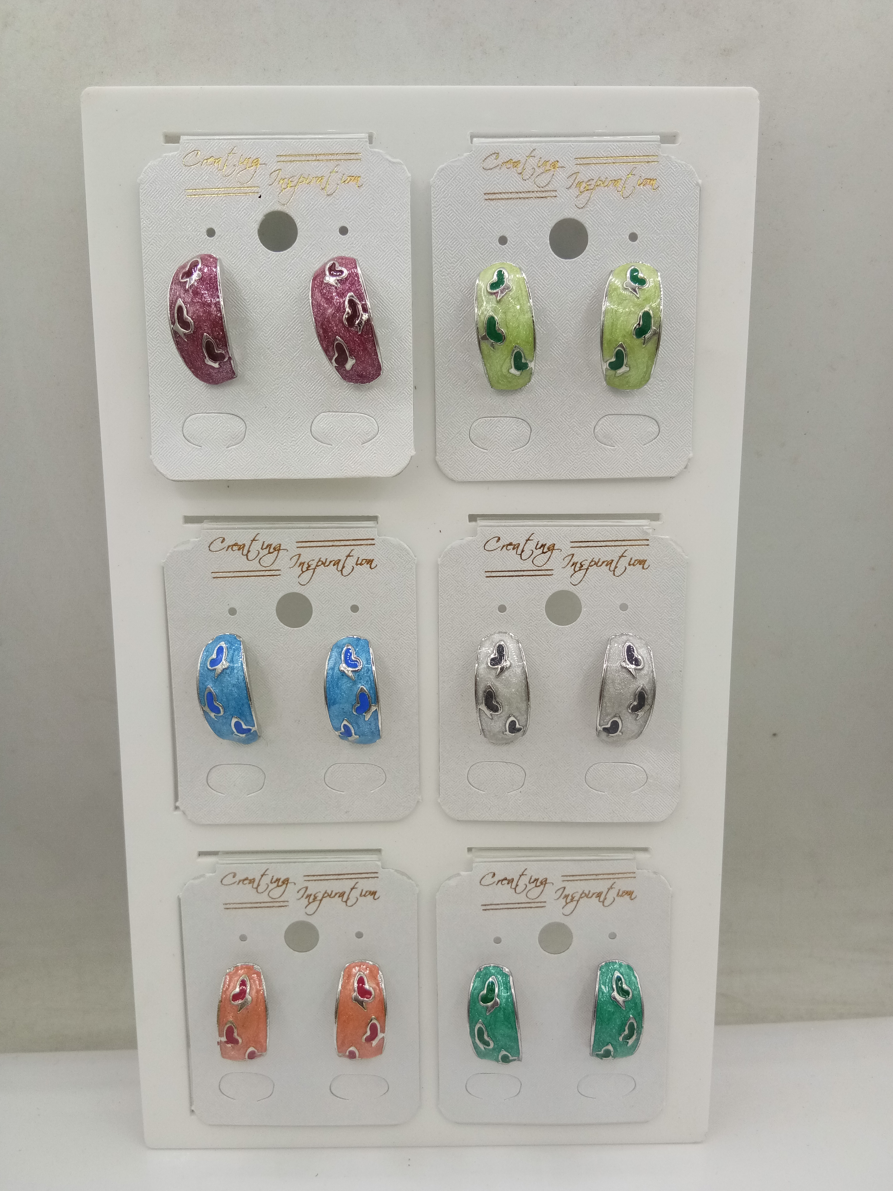 RODIUM CLR + CLR NEW PEARL ZARI MEENA 6 PAIR TRAY TOPS  - 1111986