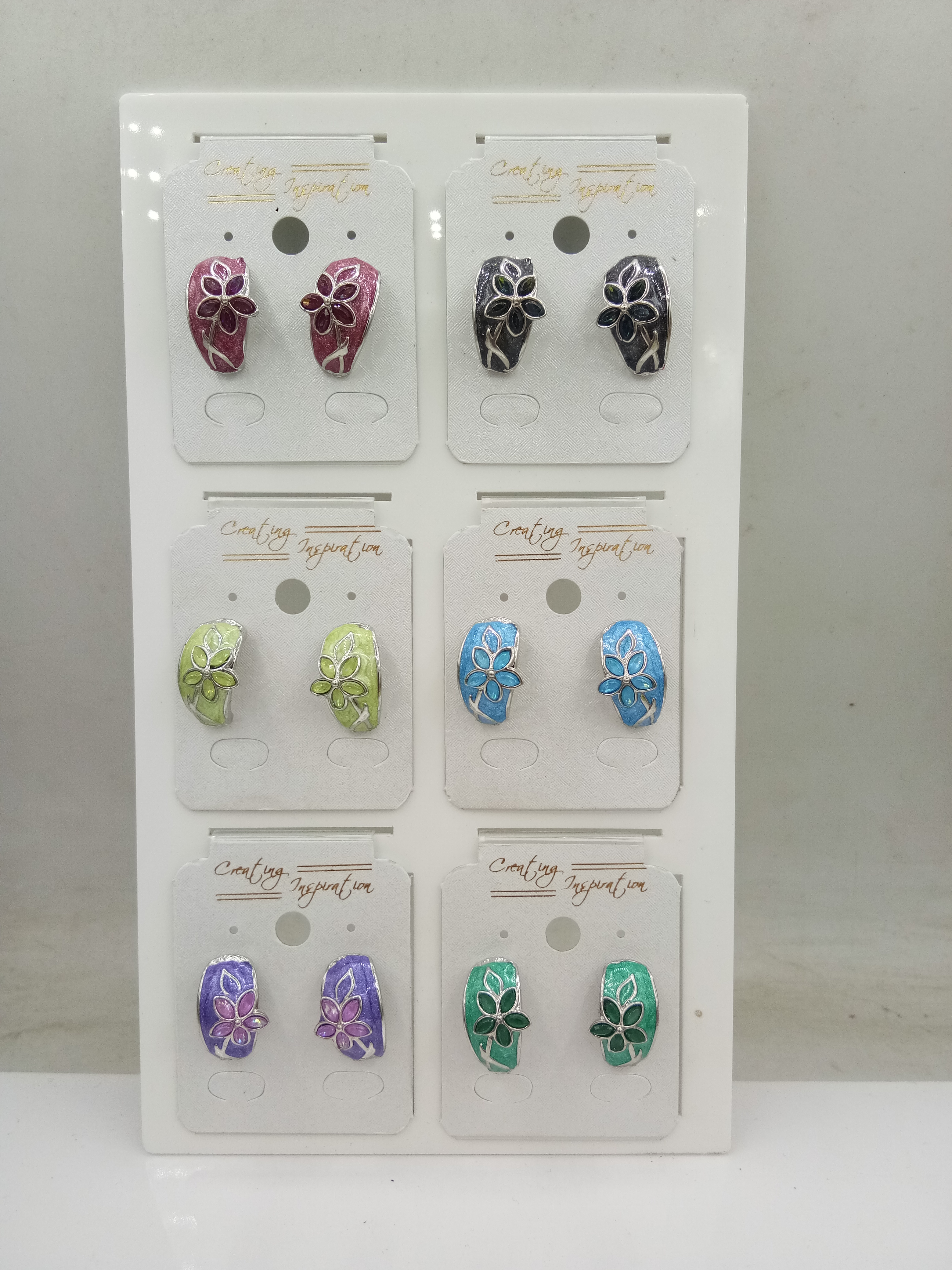 RODIUM NEW PEARL ZARI CLR MEENA ASSST 6 PAIR TRAY TOPS - 1111994