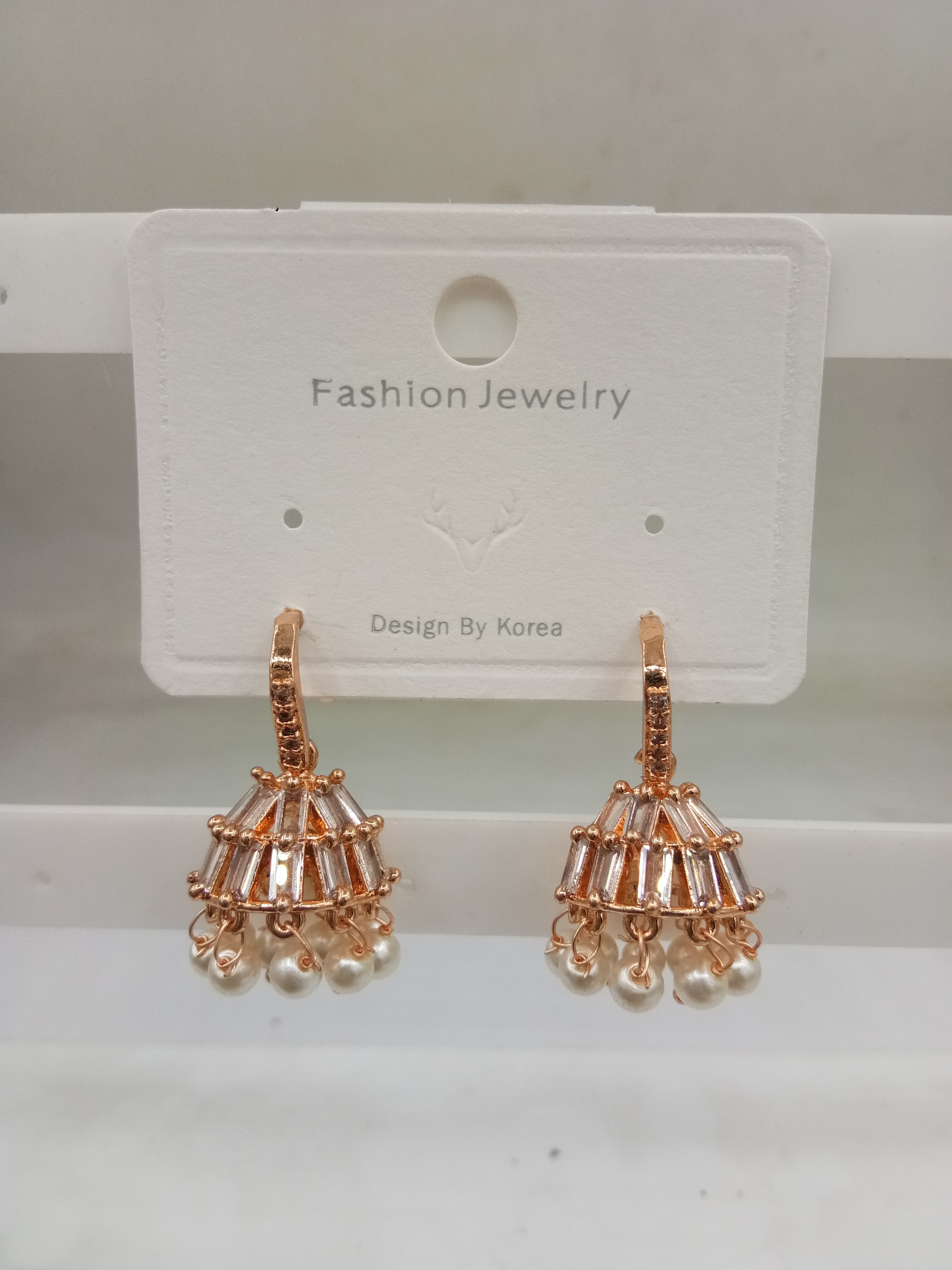 AD ROSE WHITE JHUMKI - 21374 NX