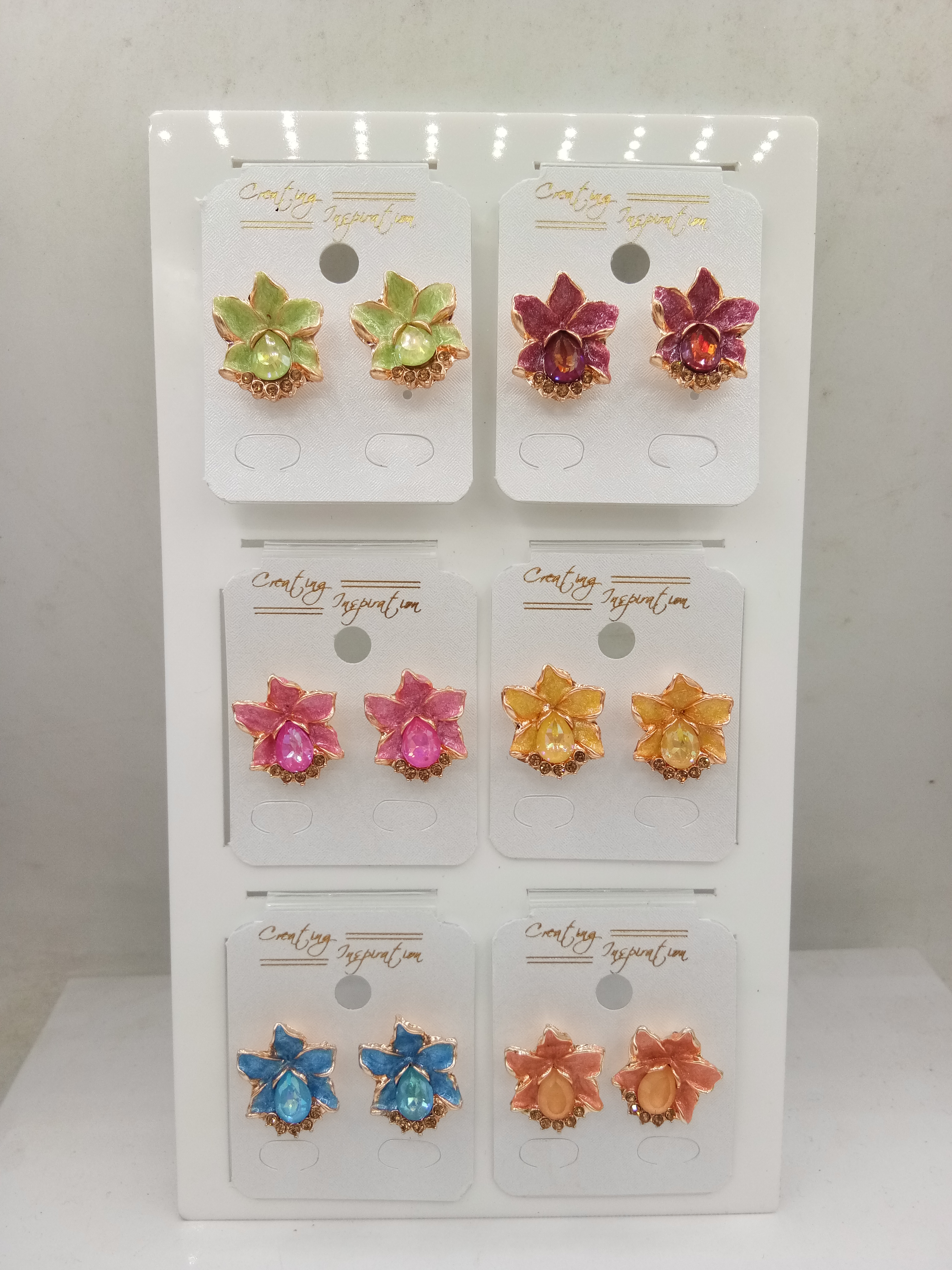 LIGHT ROSE NEW PEARL CMN ASSST 6 PAIR TRAY JHUMKI - 111758