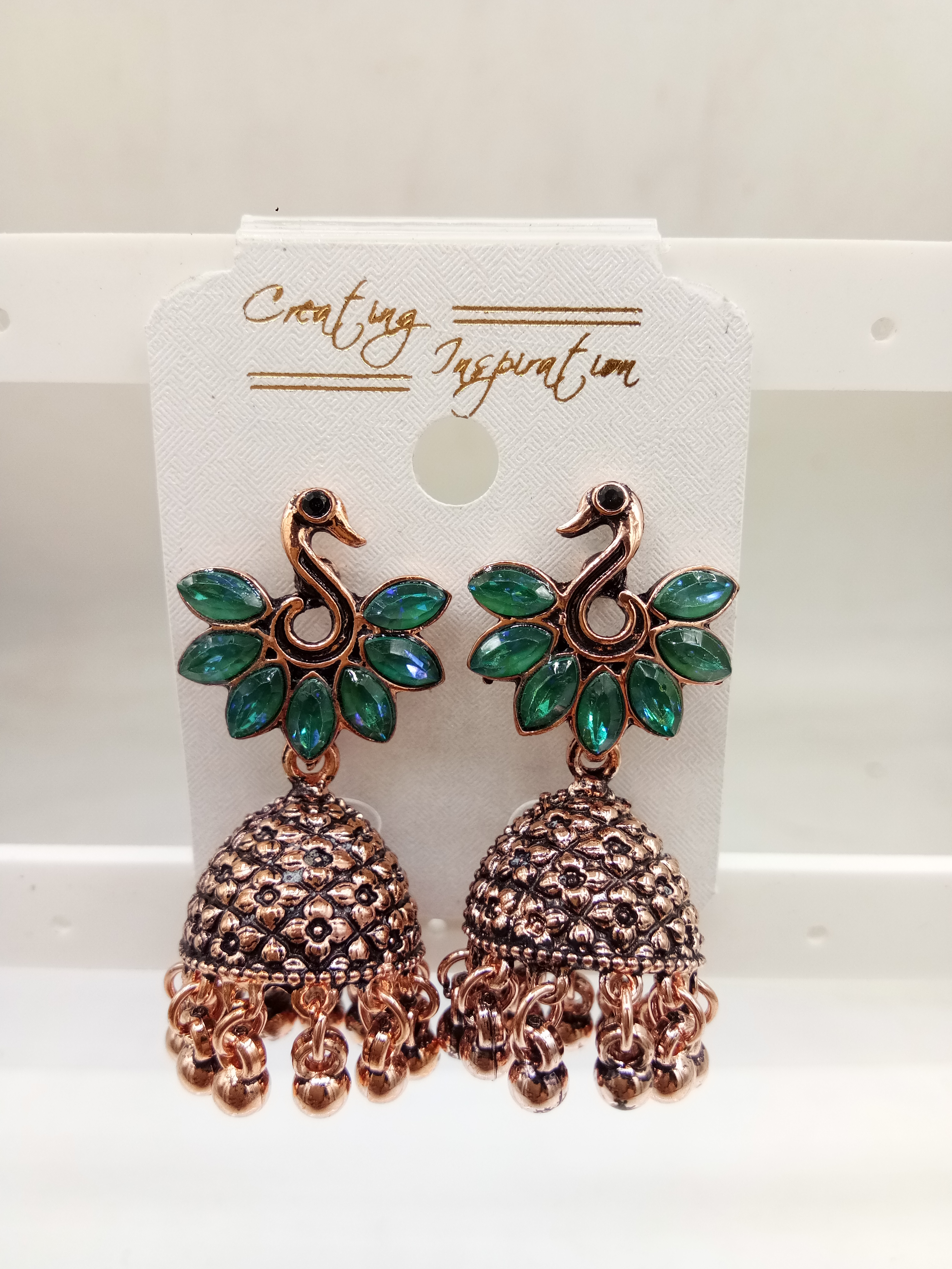 COPPER ANTIQUE CLR ASSST BAJRI JHUMKI - 525217