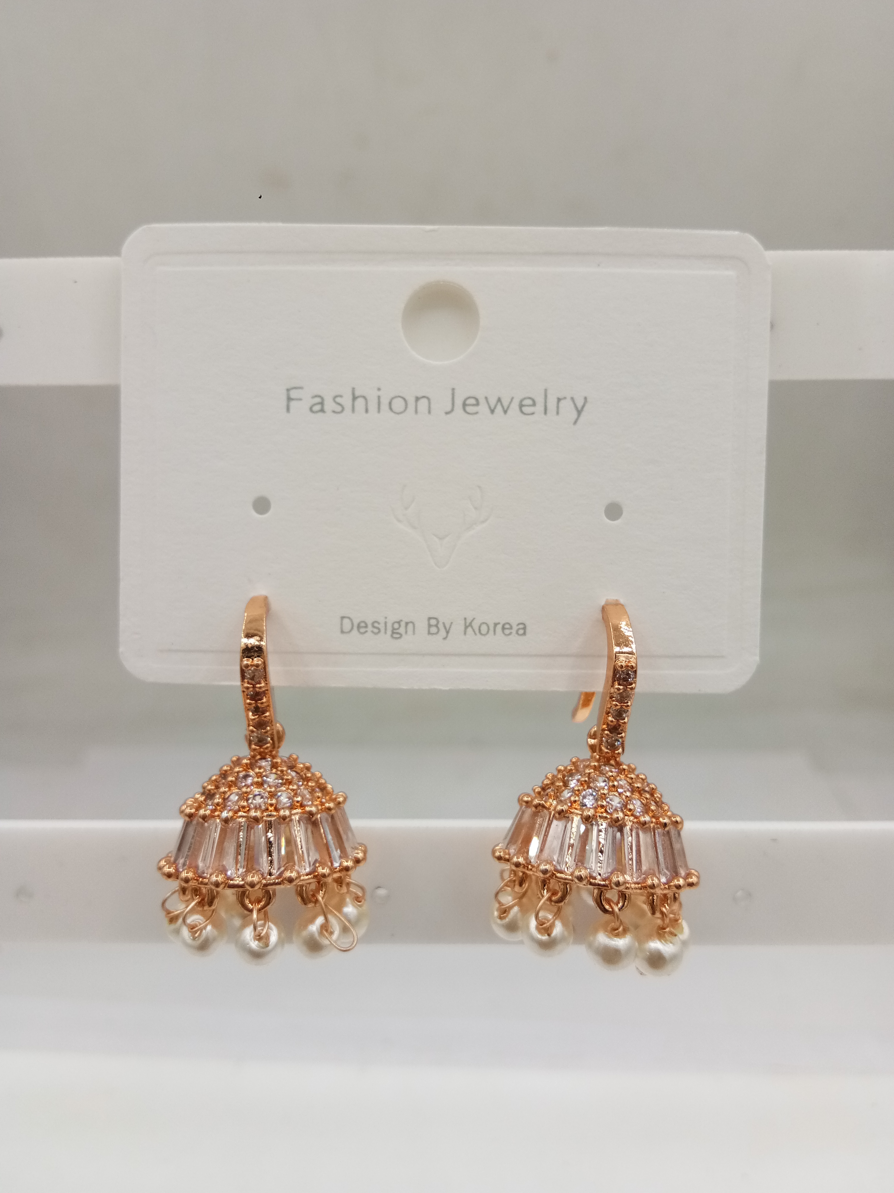 AD ROSE WHITE JHUMKI - 21372 NX