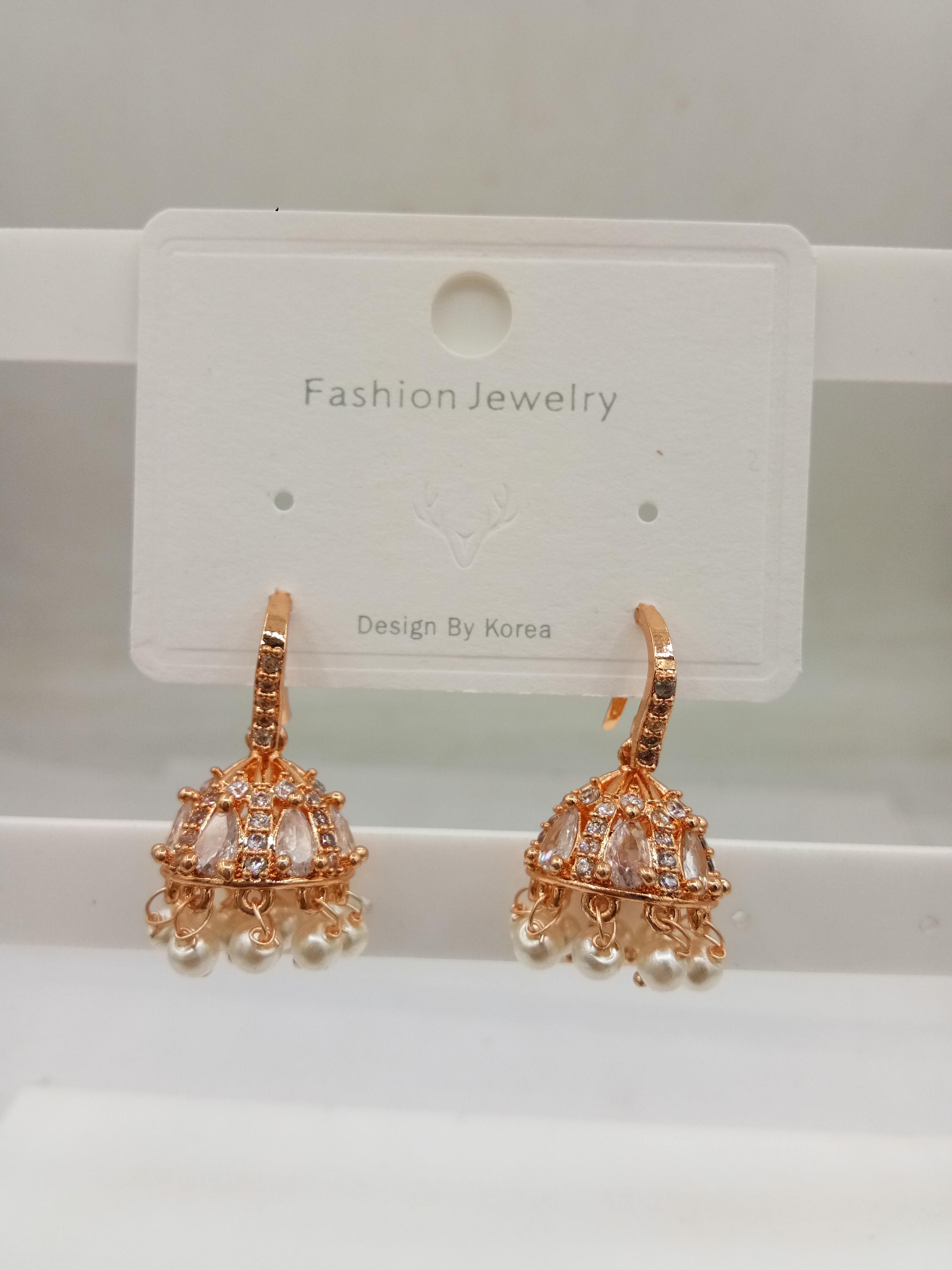 AD ROSE WHITE JHUMKI - 21369 NX