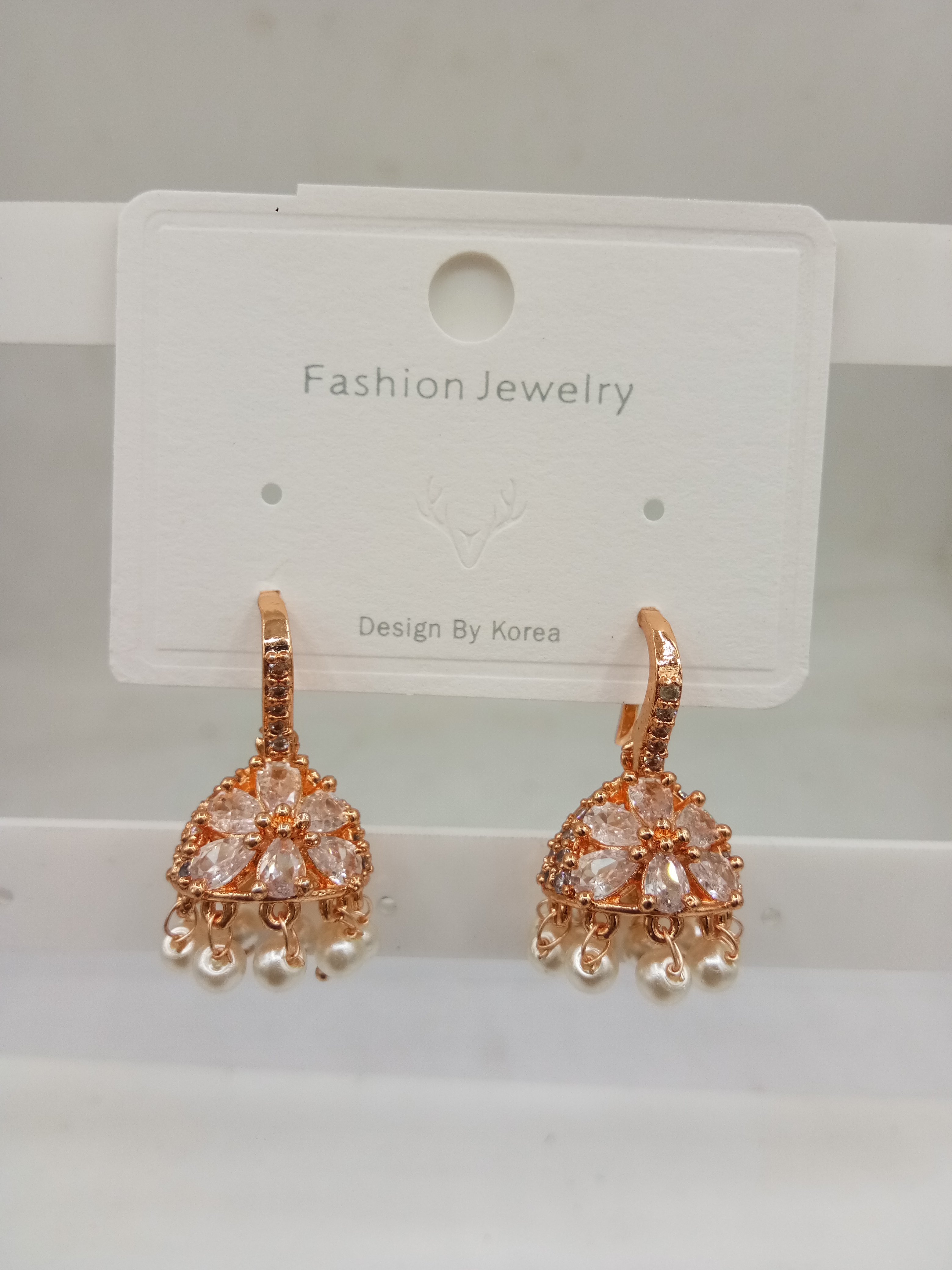 AD ROSE WHITE JHUMKI - 21370 NX