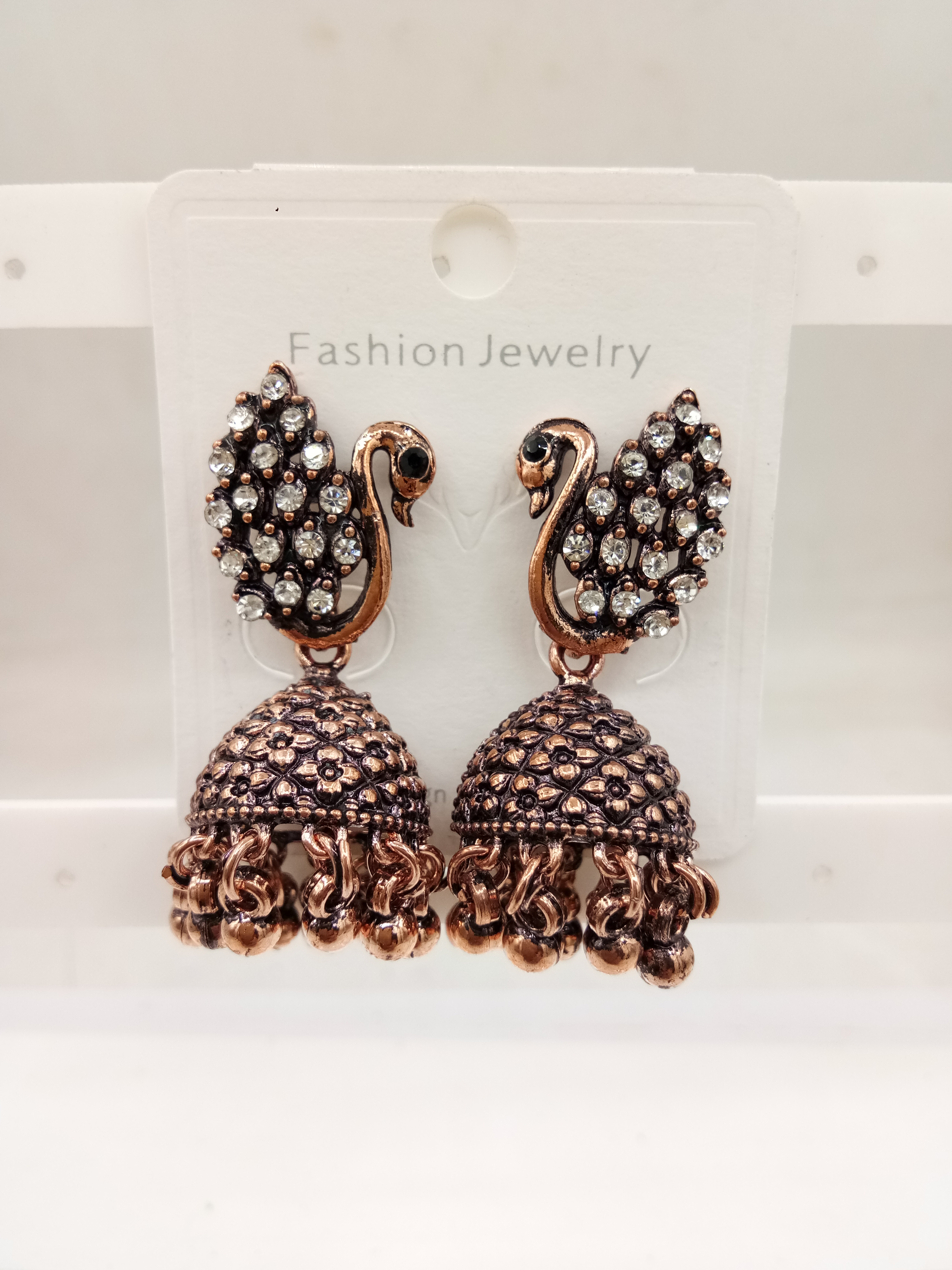 COPPER ANTIQUE WT STONE BAJRI JHUMKI - 524255