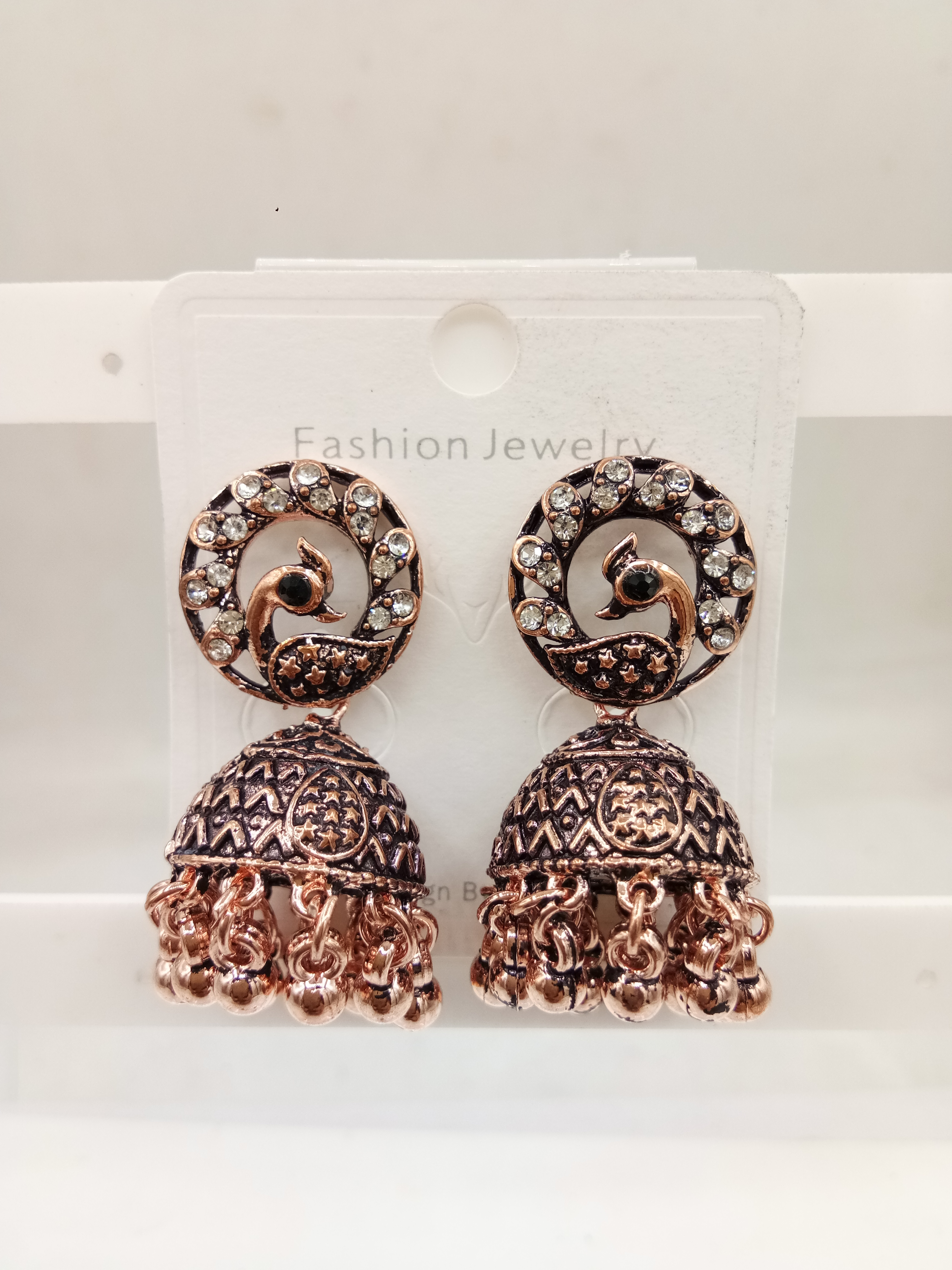 COPPER ANTIQUE WT STN BAJRI JHUMKI - 524254