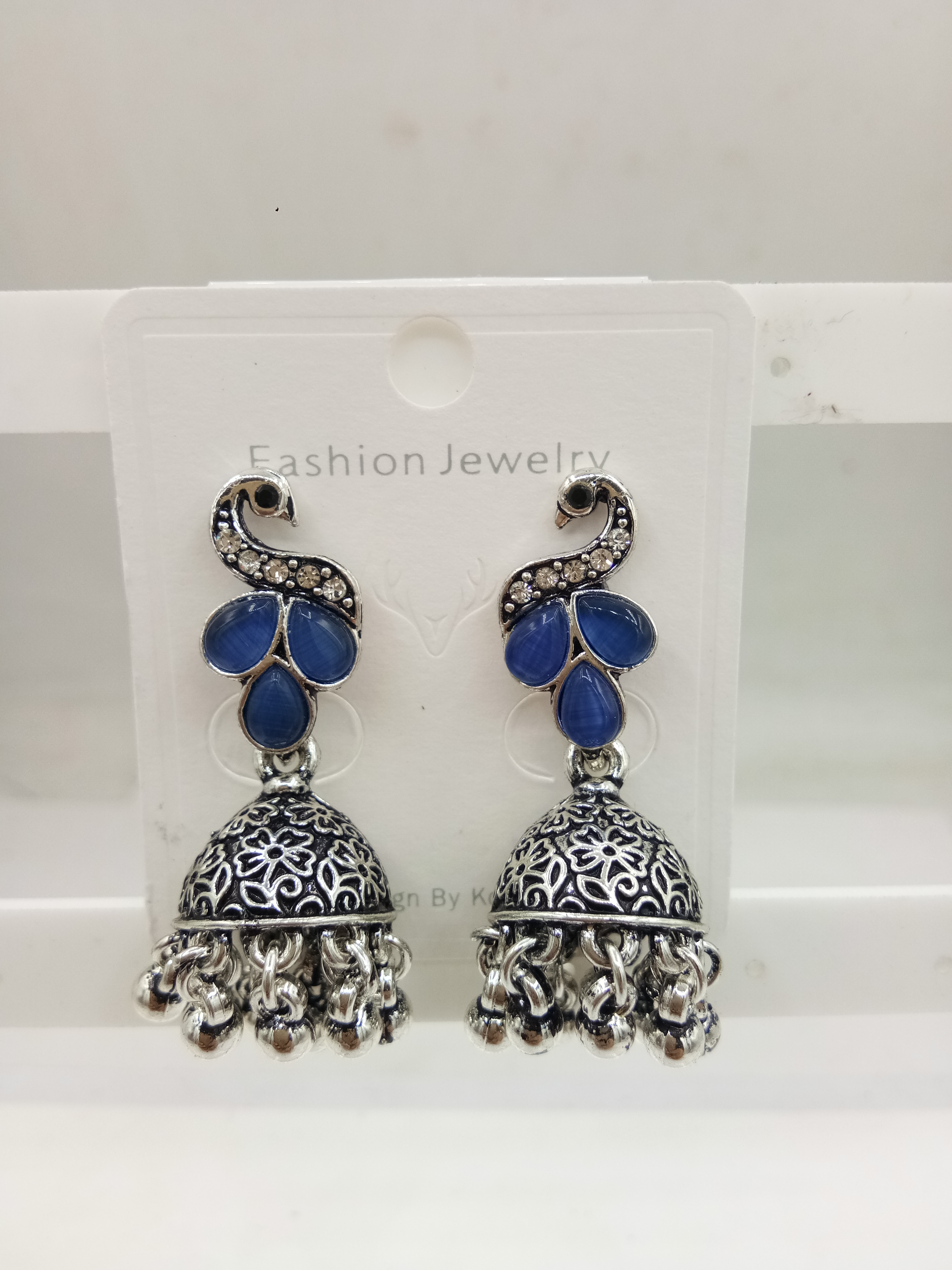 GERMAN SILVER CLR MONALISA BAJRI JHUMKI - 526279