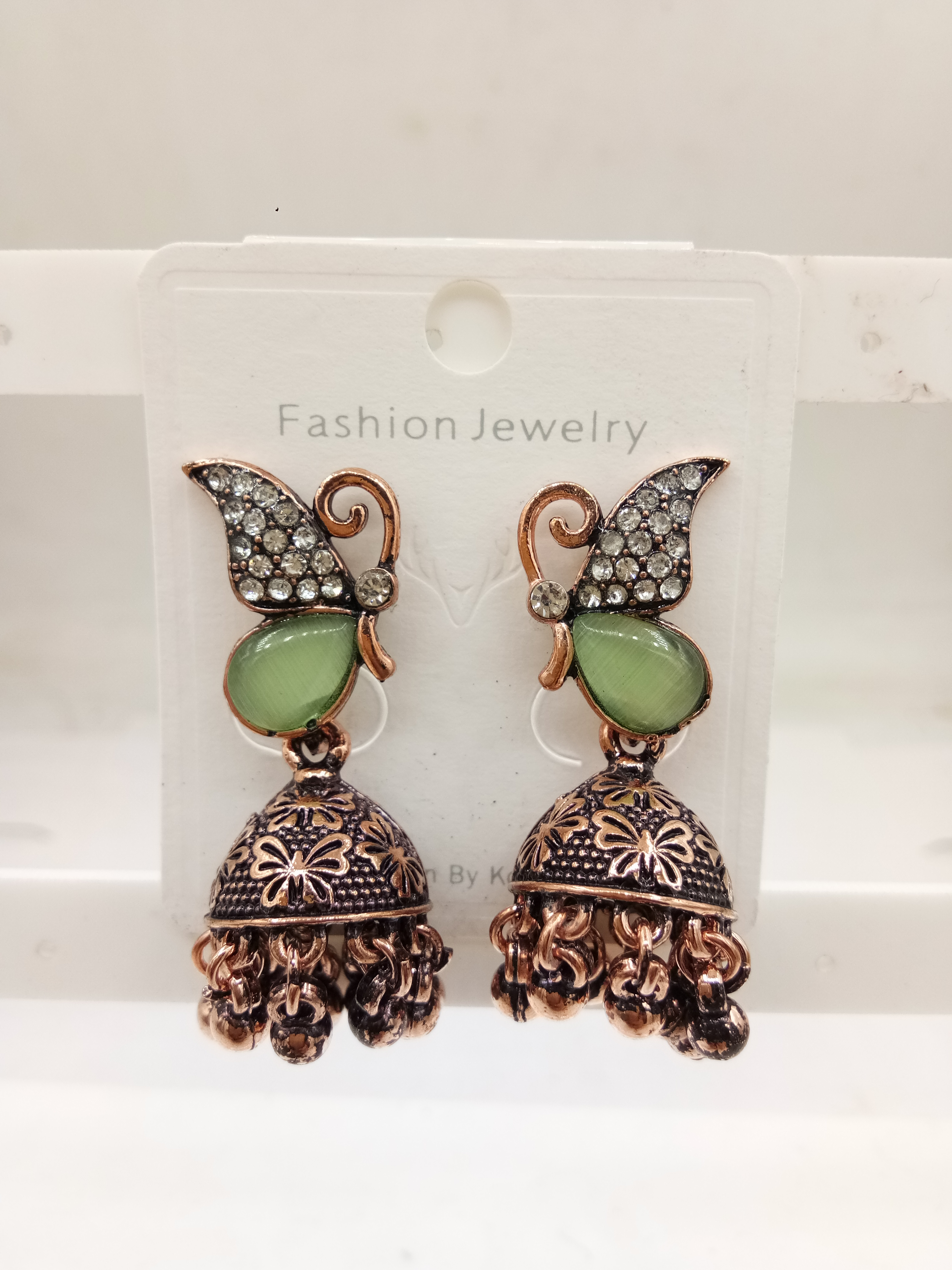 COPPER ANTIQUE CLR MONALISA BAJRI JHUMKI - 526271