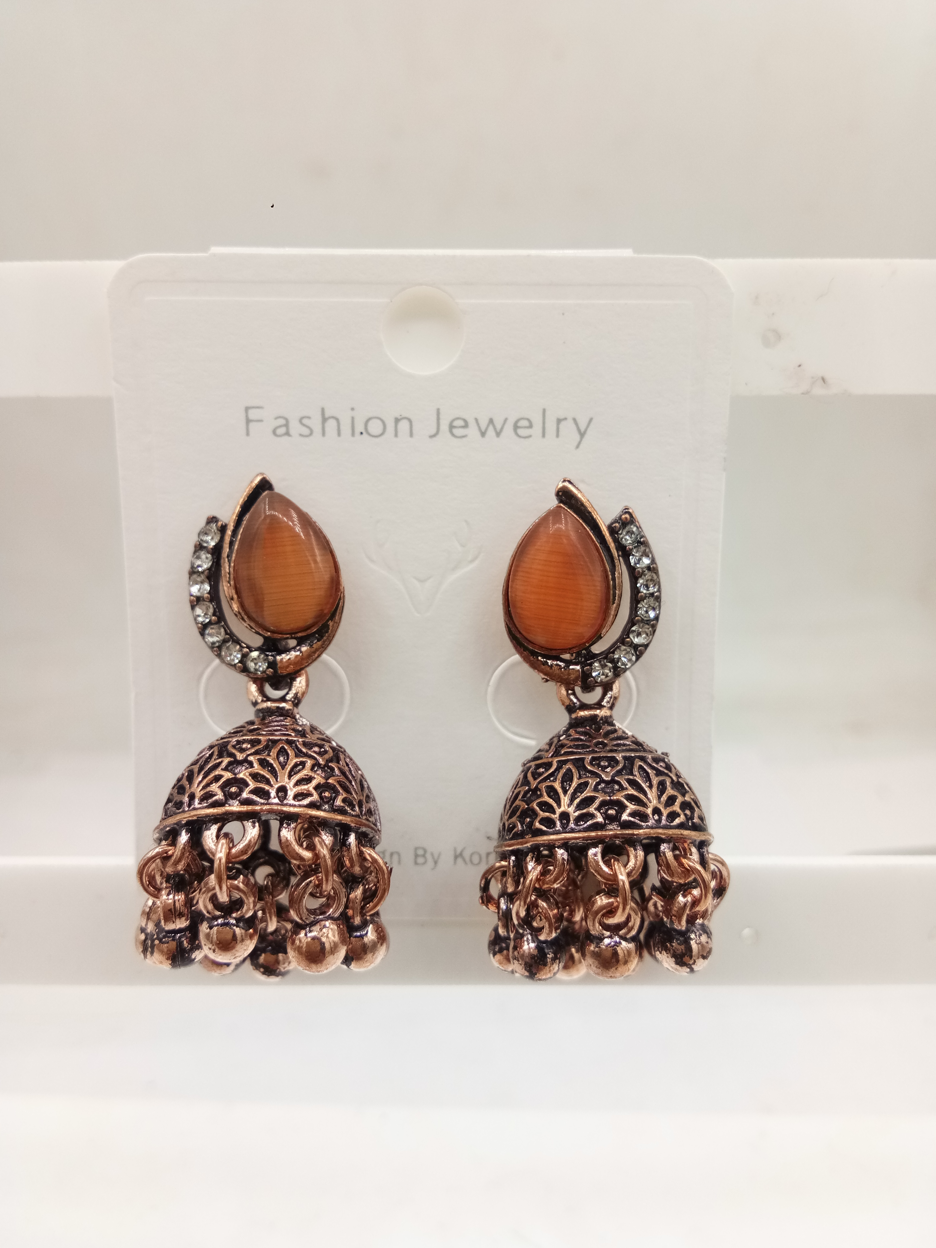 COPPER ANTIQUE CLR MONALISA BAJRI JHUMKI - 526272