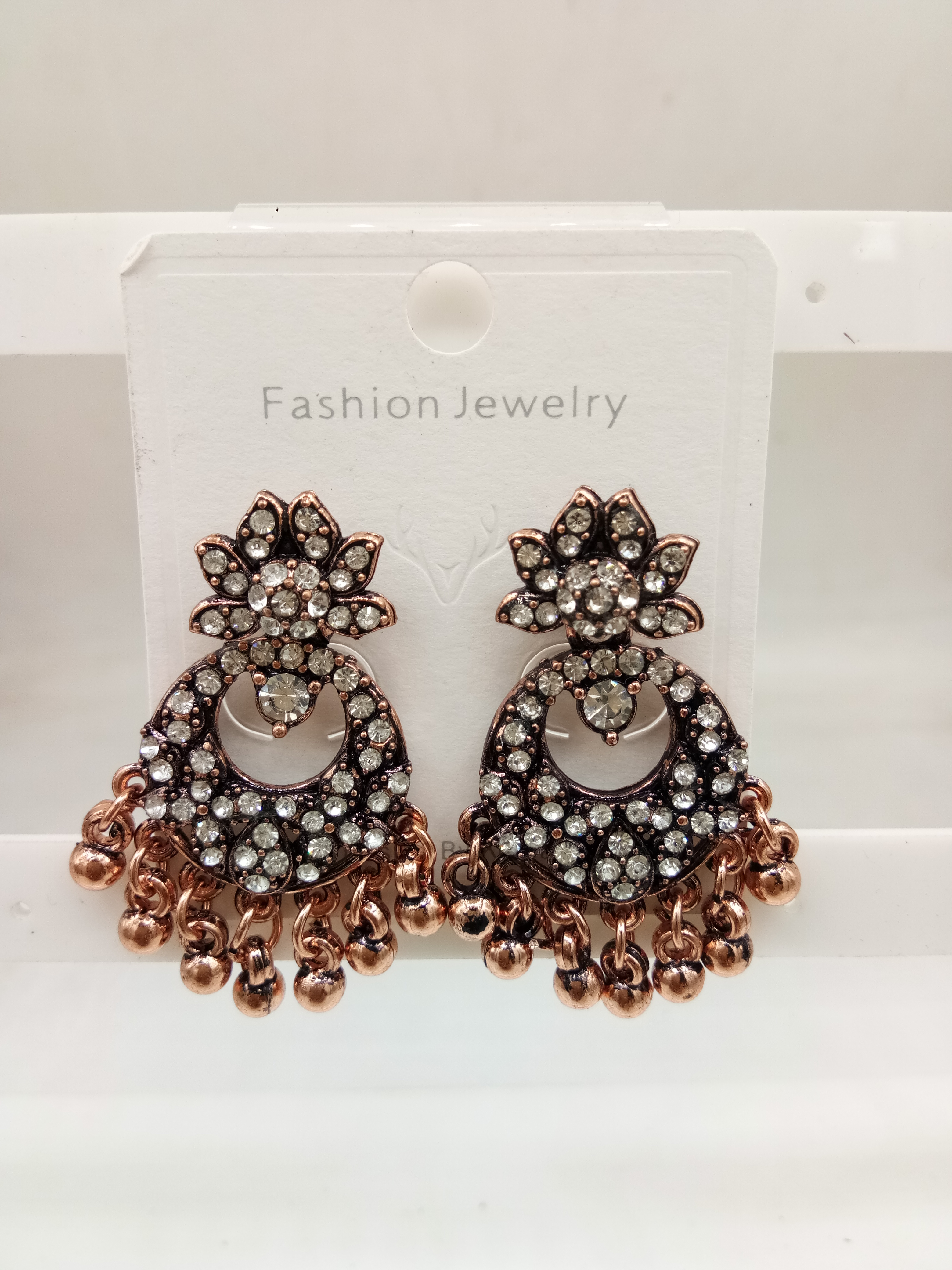 COPPER ANTIQUE WT STN BAJRI EARRINGS - 525911