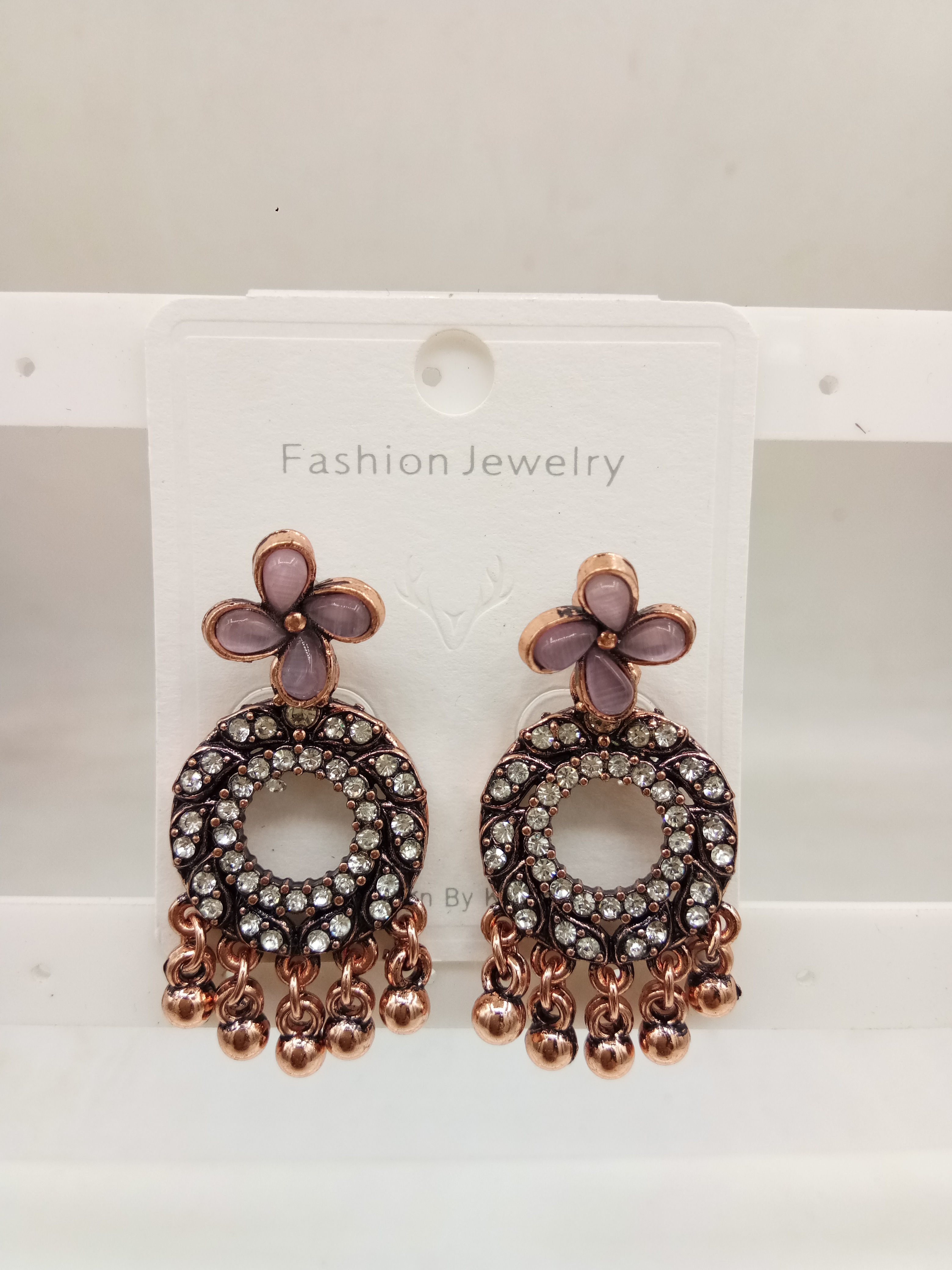 COPPER ANTIQUE WT STN CLR MONALISA EARRINGS - 525964