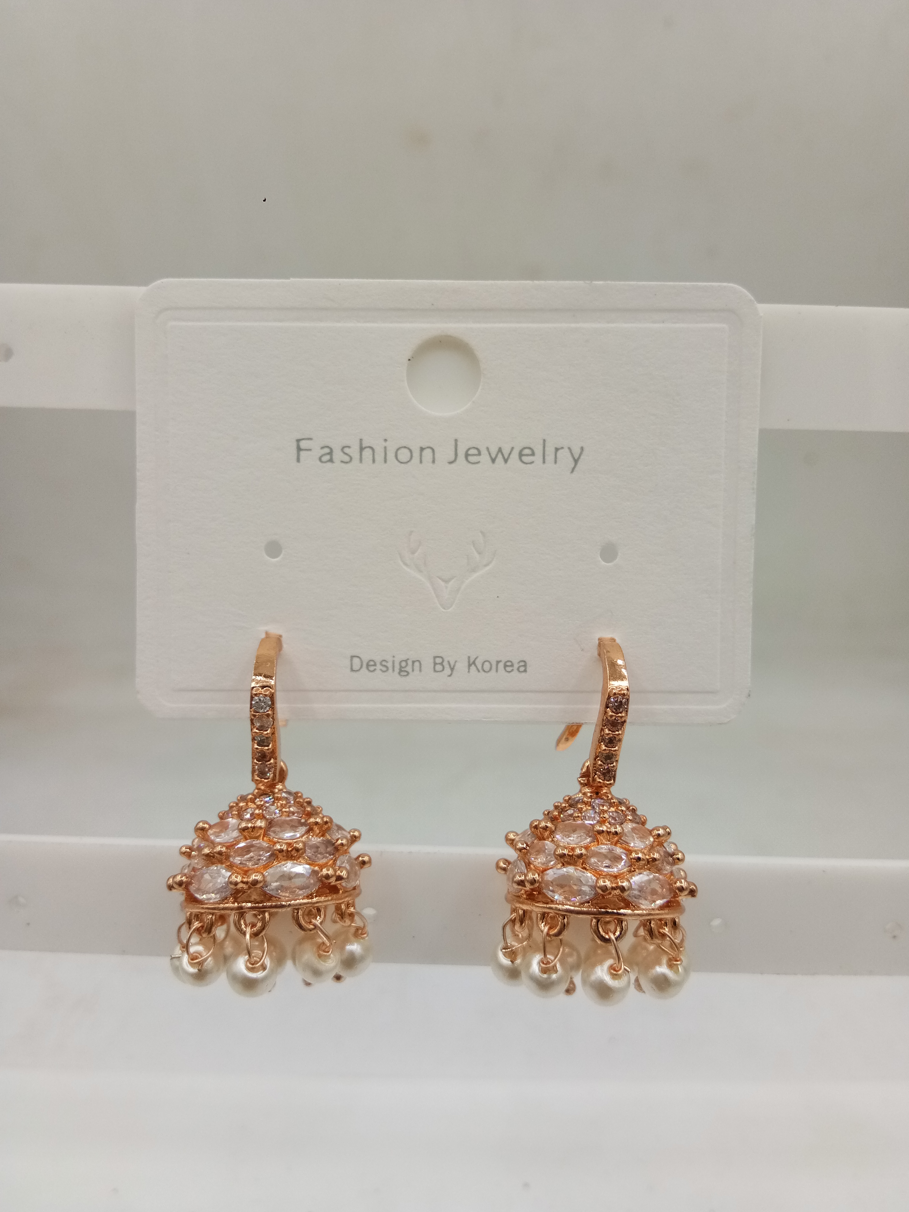 AD ROSE WHITE JHUMKI - 21376 NX