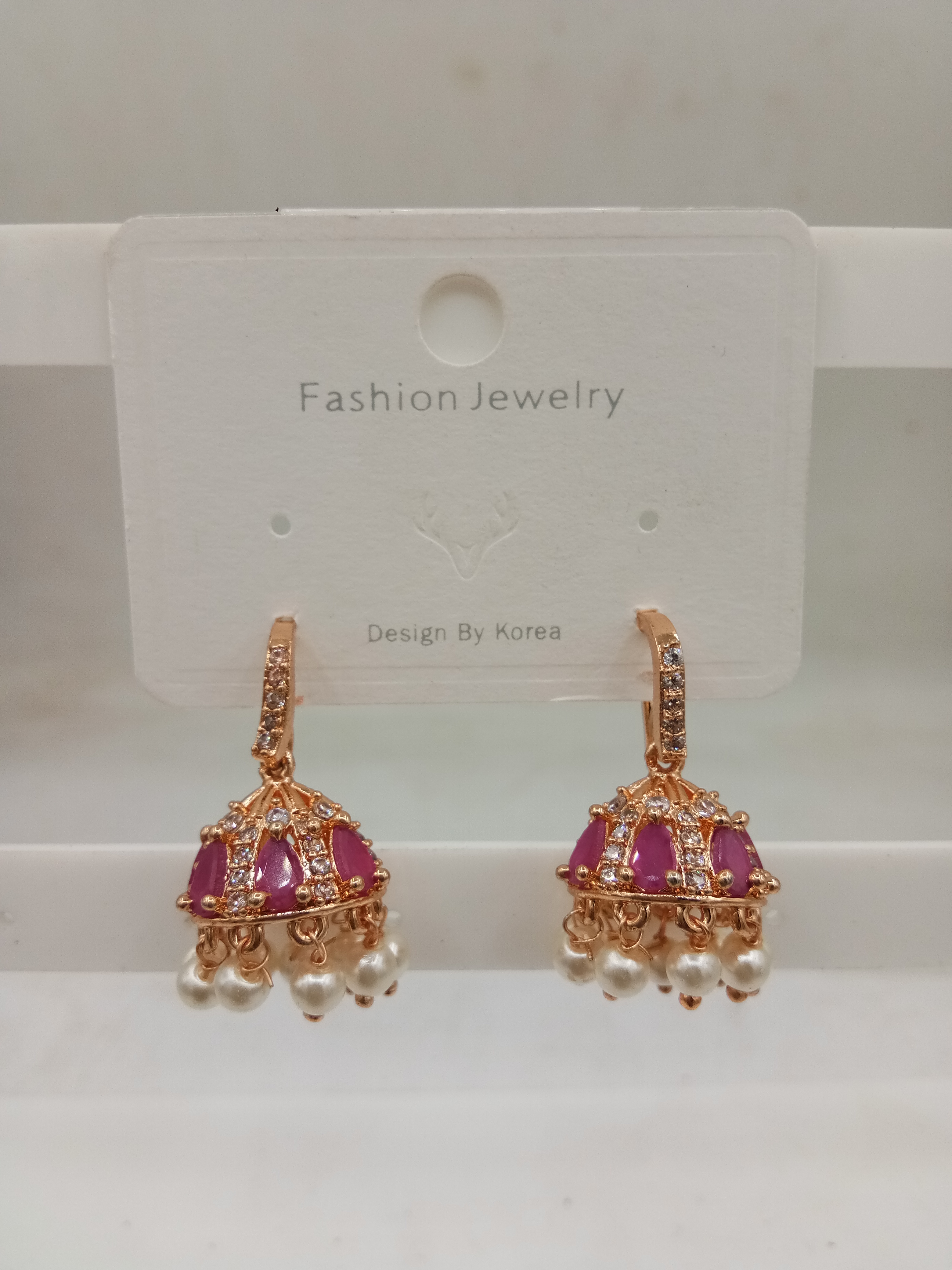 AD ROSE COLOR JHUMKI - 21369 NX