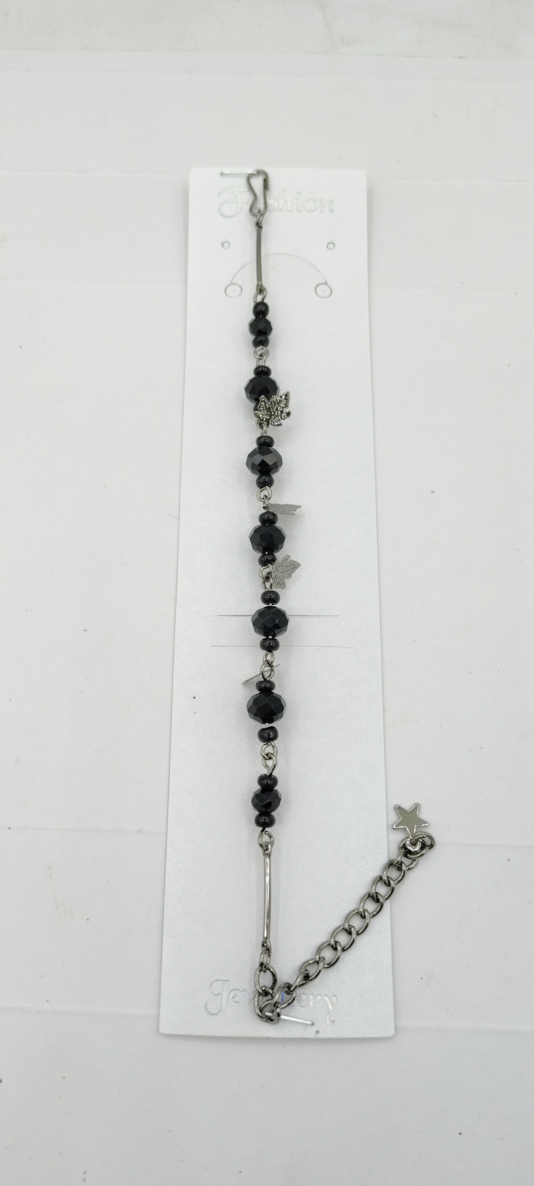 RODIUM BLACK BEADS BRACELET - B - 50