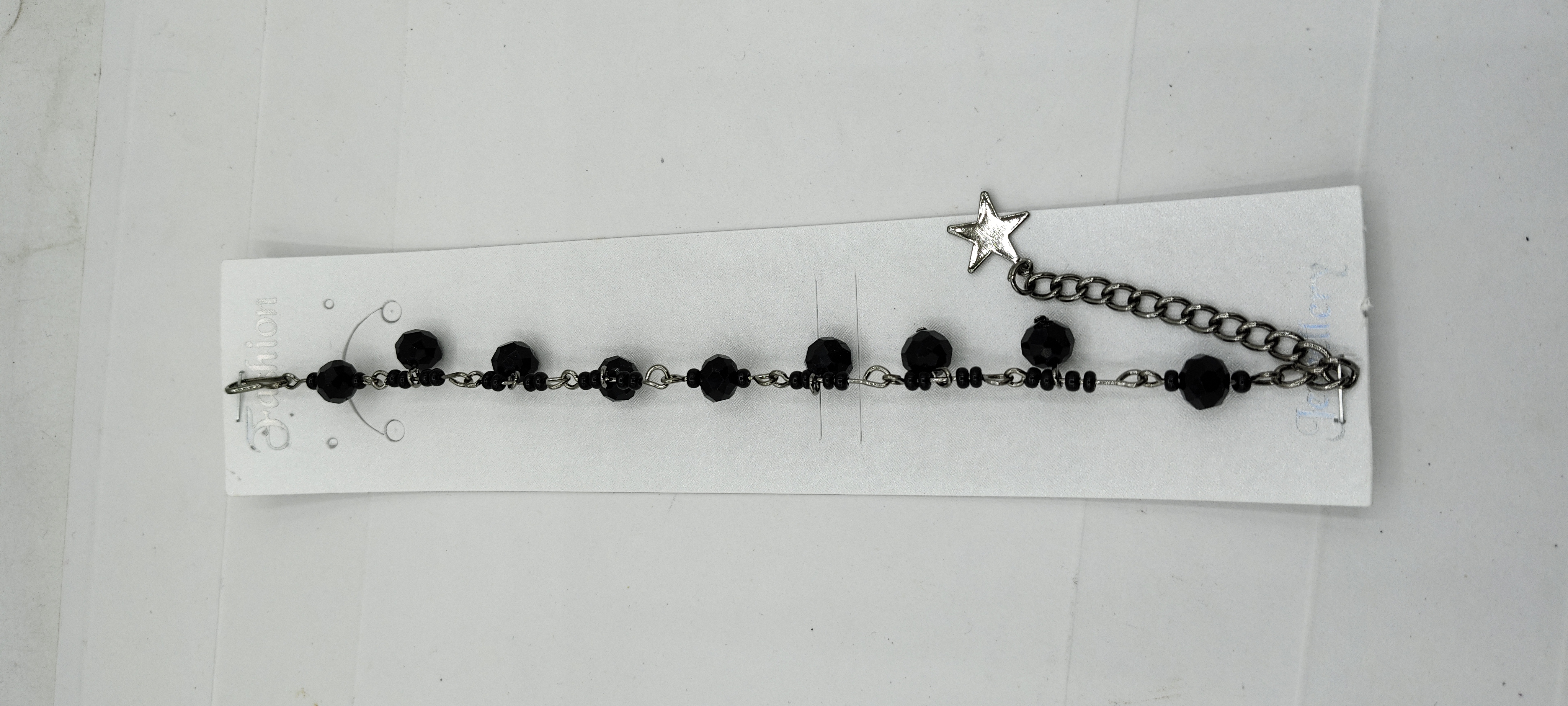 RODIUM BLACK BEADS BRACELET - B - 58