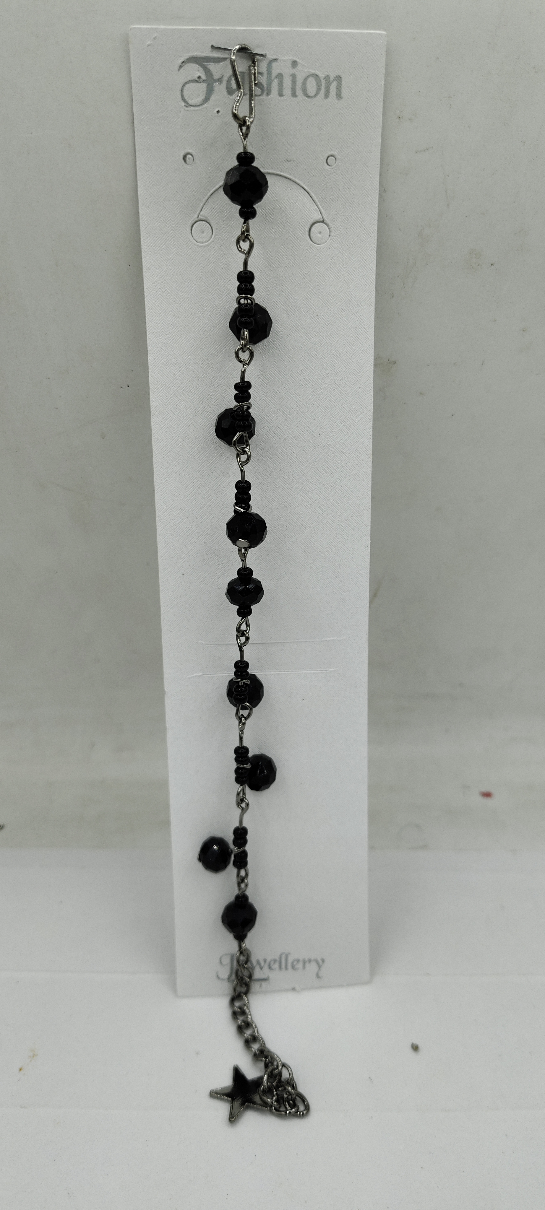 GUNMETAL BLACK BLACK BEADS BRACELET - B - 58