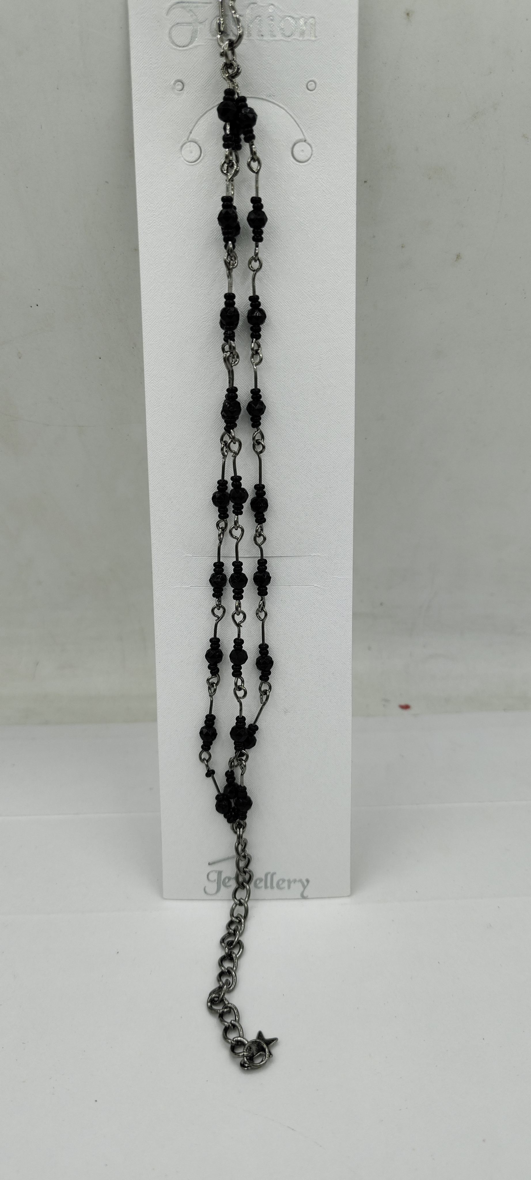 GUNMETAL BLACK BLACK BEADS BRACELET - B - 51