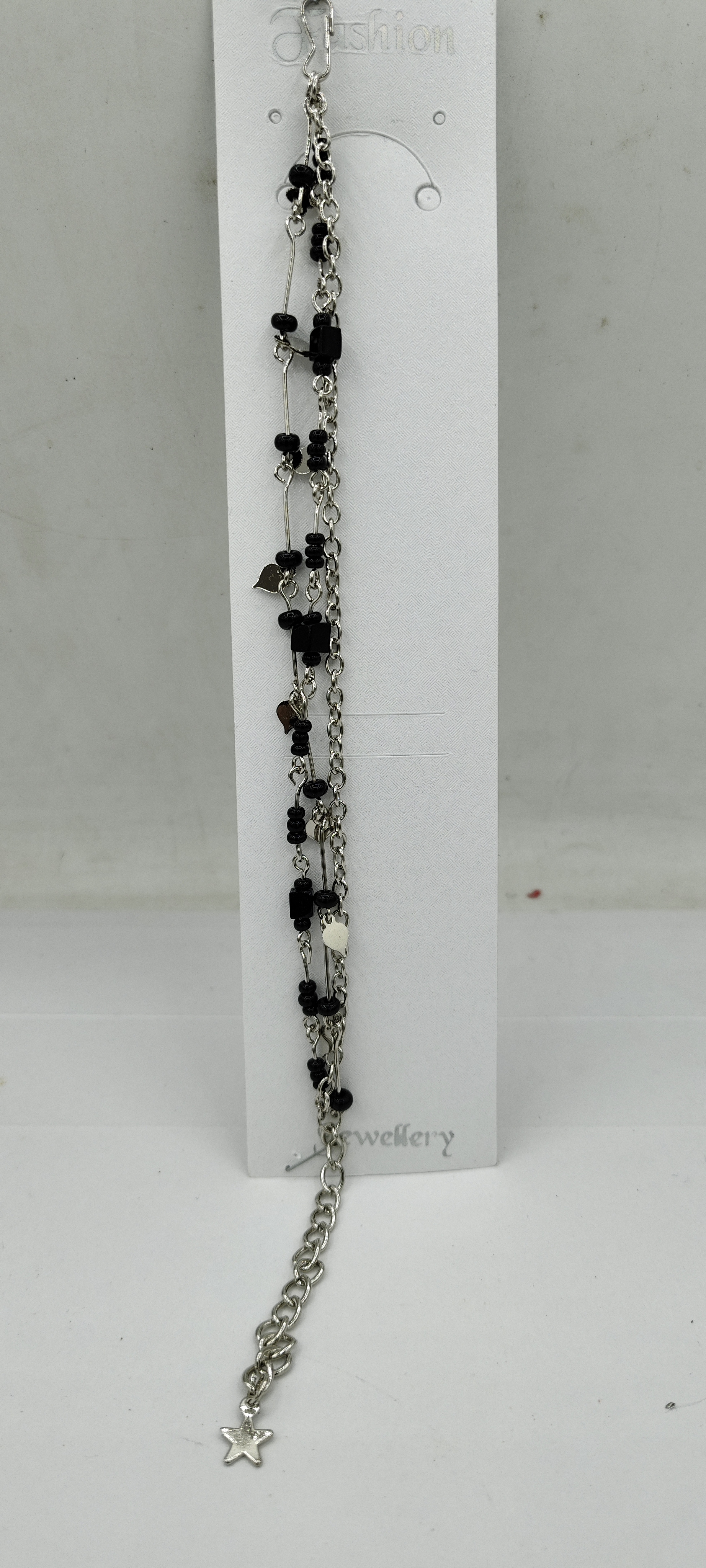 RODIUM BLACK BEADS BRACELET - B - 53