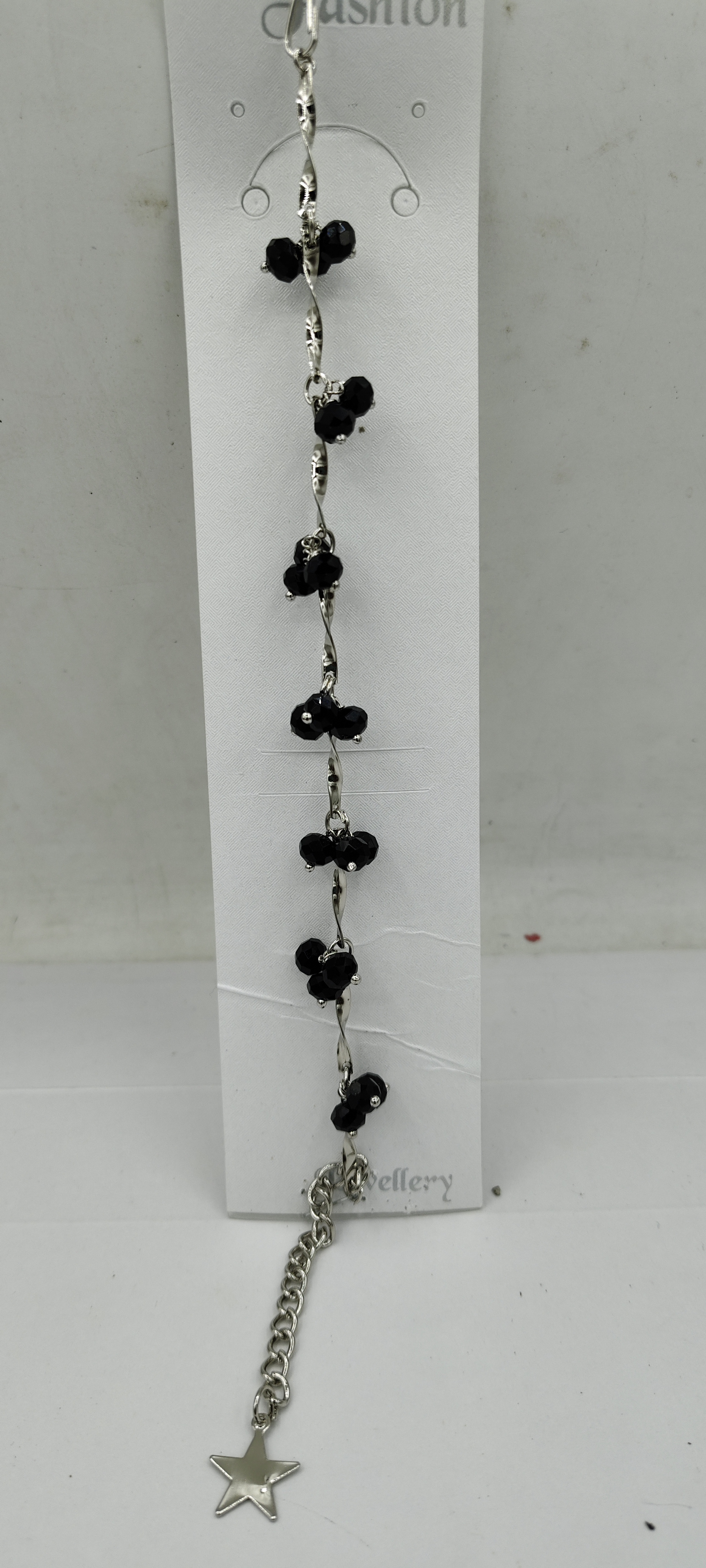 RODIUM BLACK BEADS BRACELET - B-49