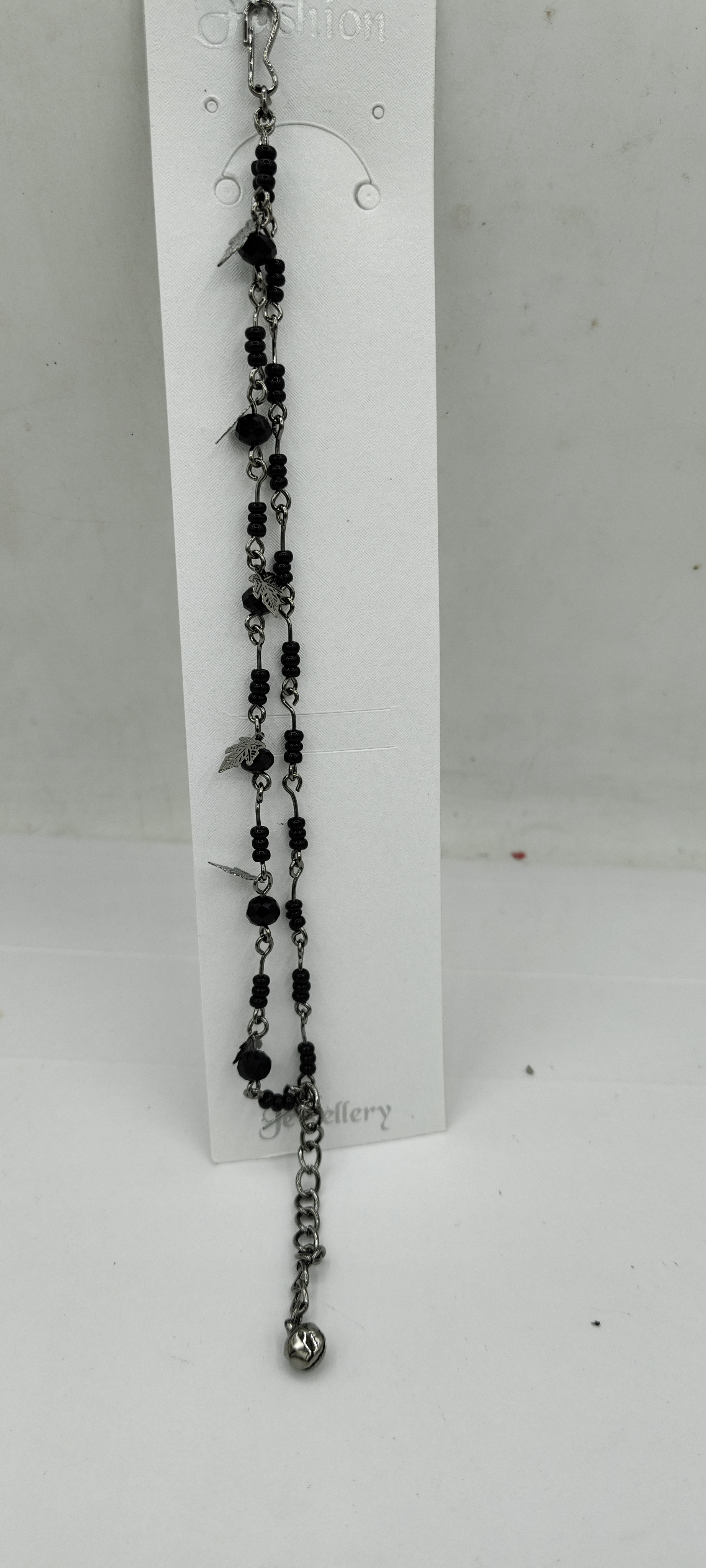 GUNMETAL BLACK BLACK BEADS BRACELET - B - 57