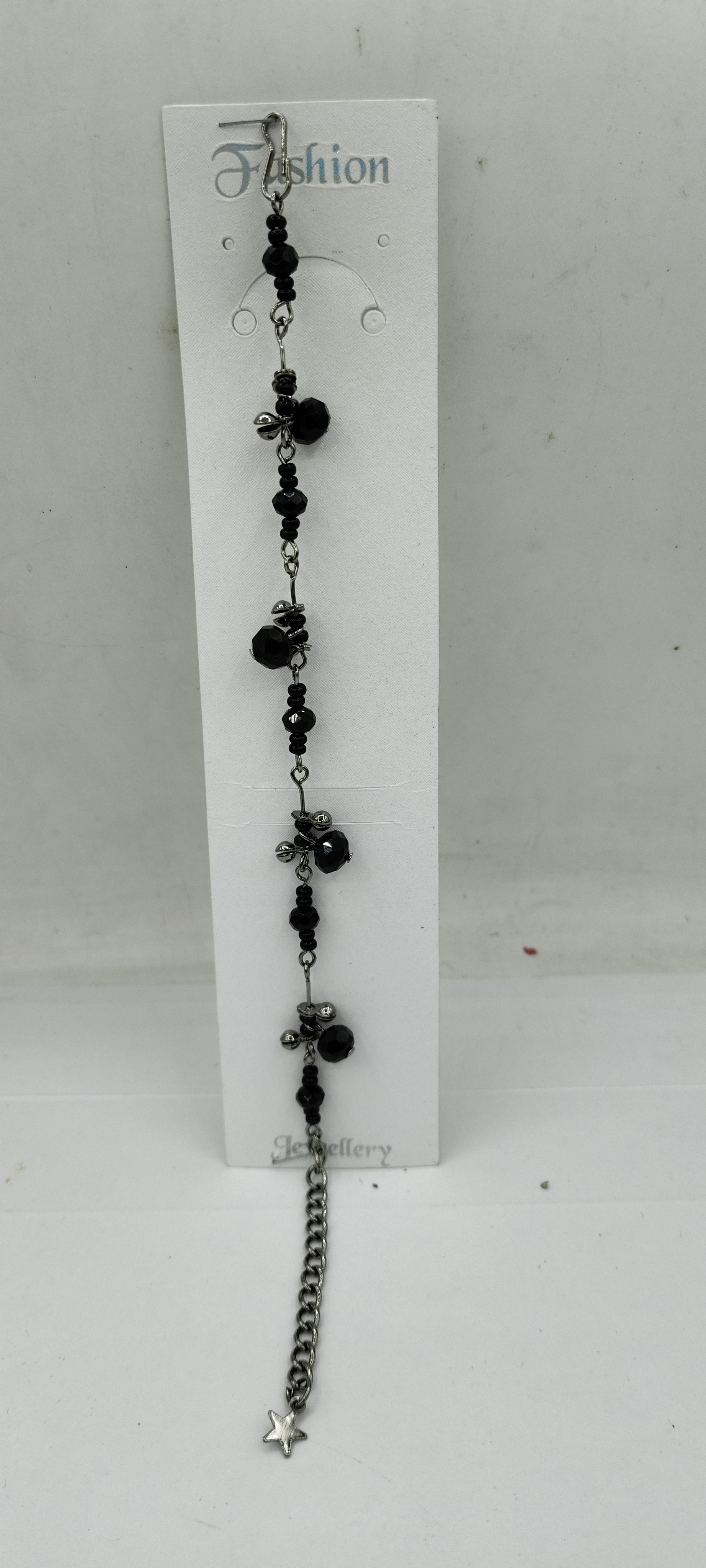 GUNMETAL BLACK BLACK BEADS BRACELET - B - 55