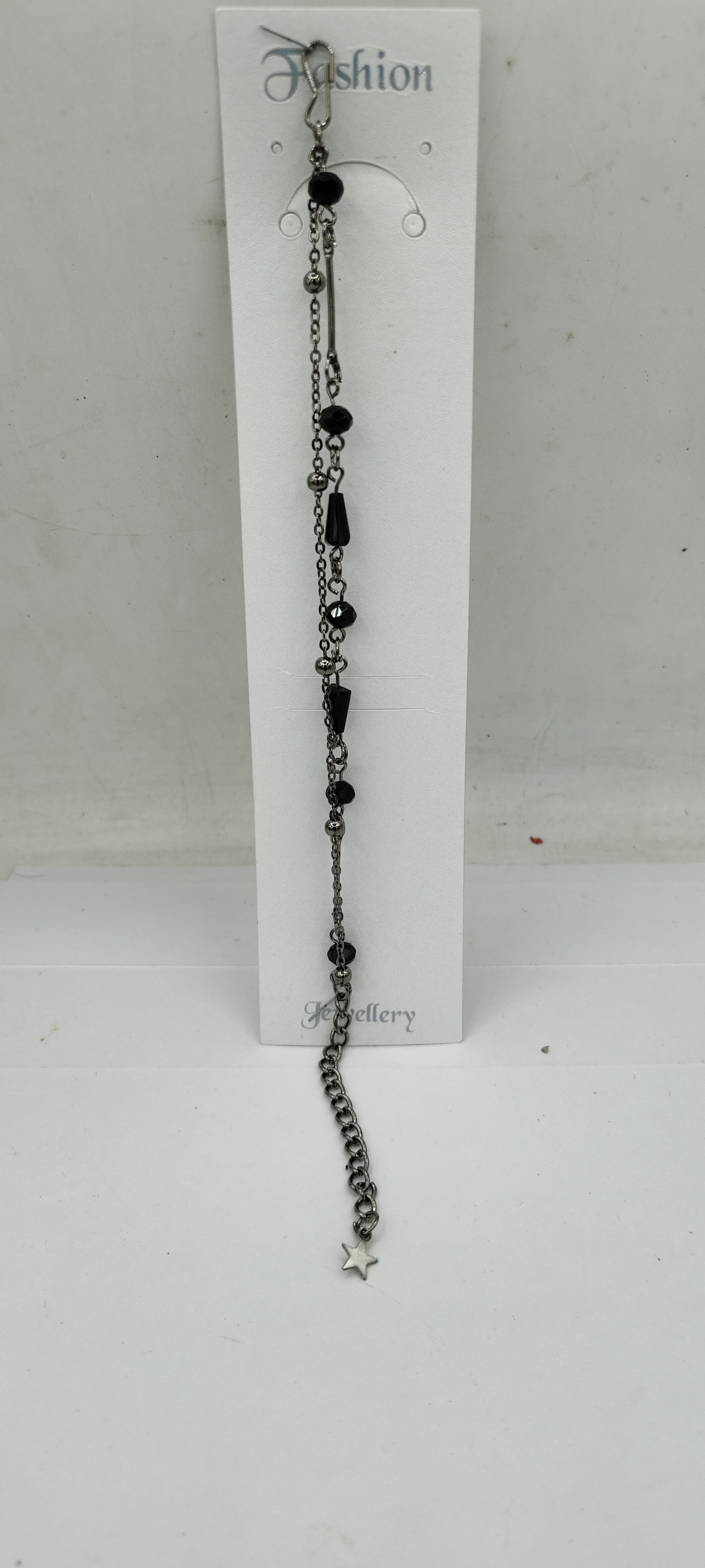 GUNMETAL BLACK BLACK BEADS BRACELET - B - 36