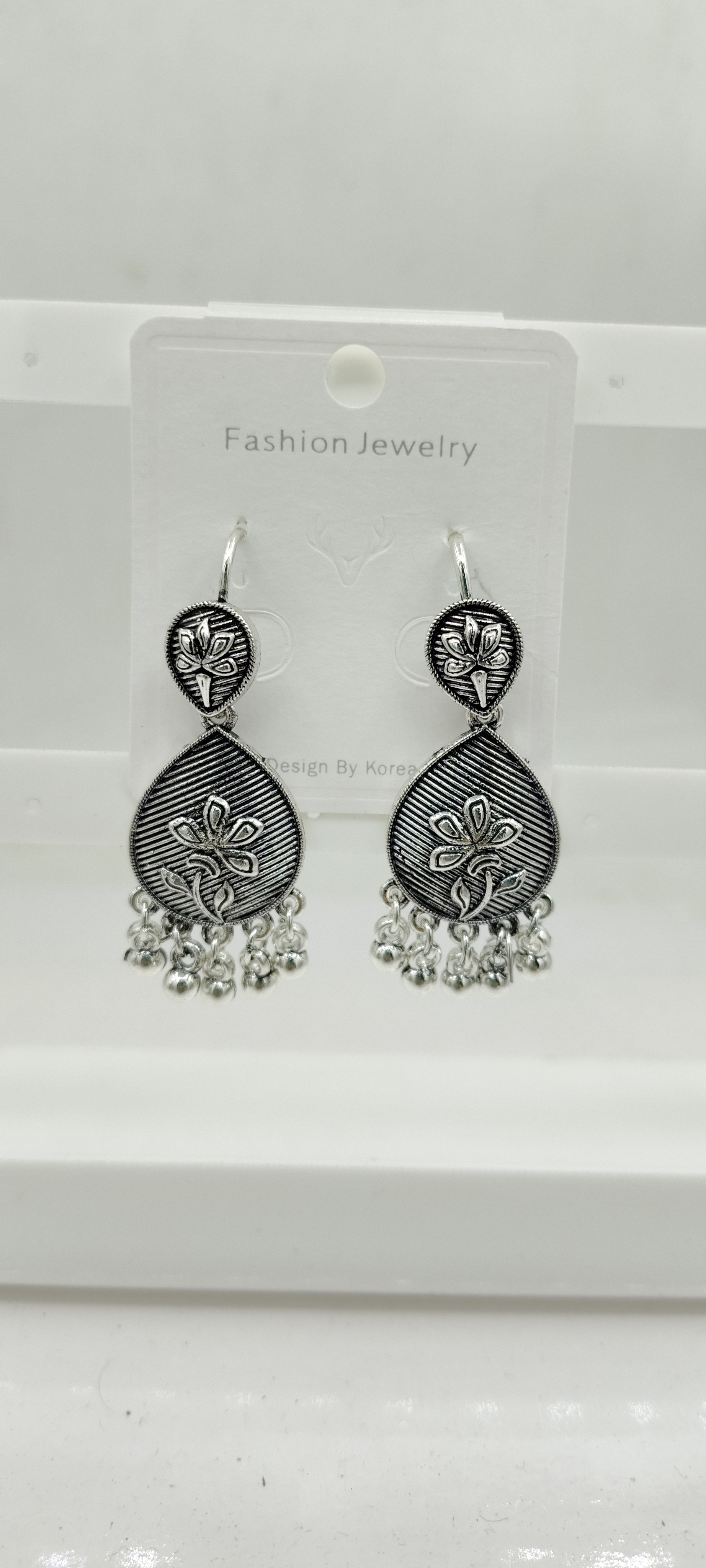 GERMAN SILVER ANTIQUE BAJRI EARRINGS - 526648