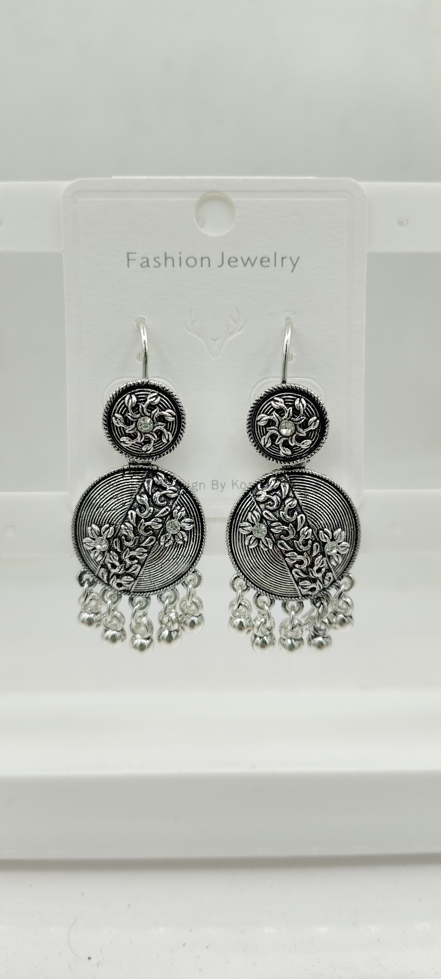 GERMAN SILVER ANTIQUE BAJRI EARRINGS - 526639