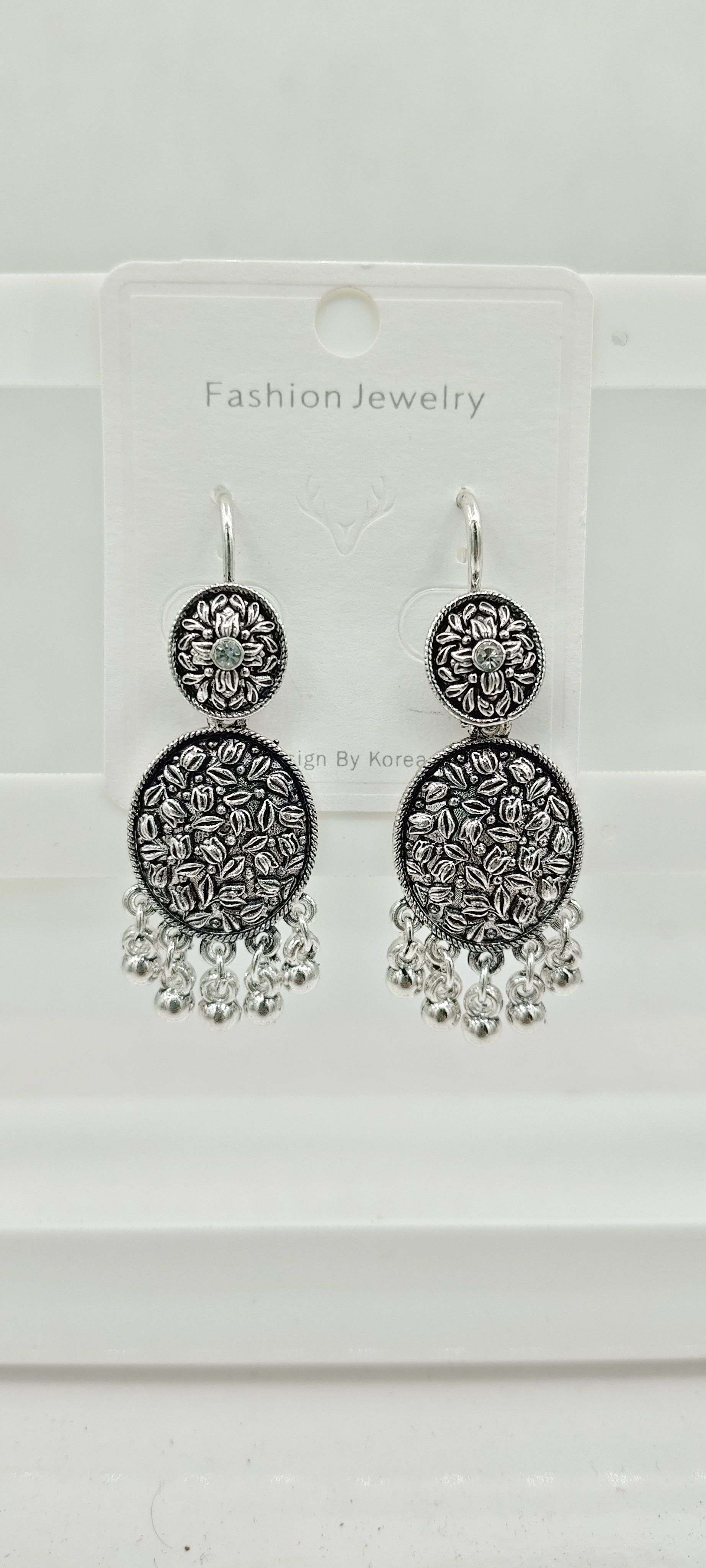 GERMAN SILVER ANTIQUE BAJRI EARRINGS - 526643