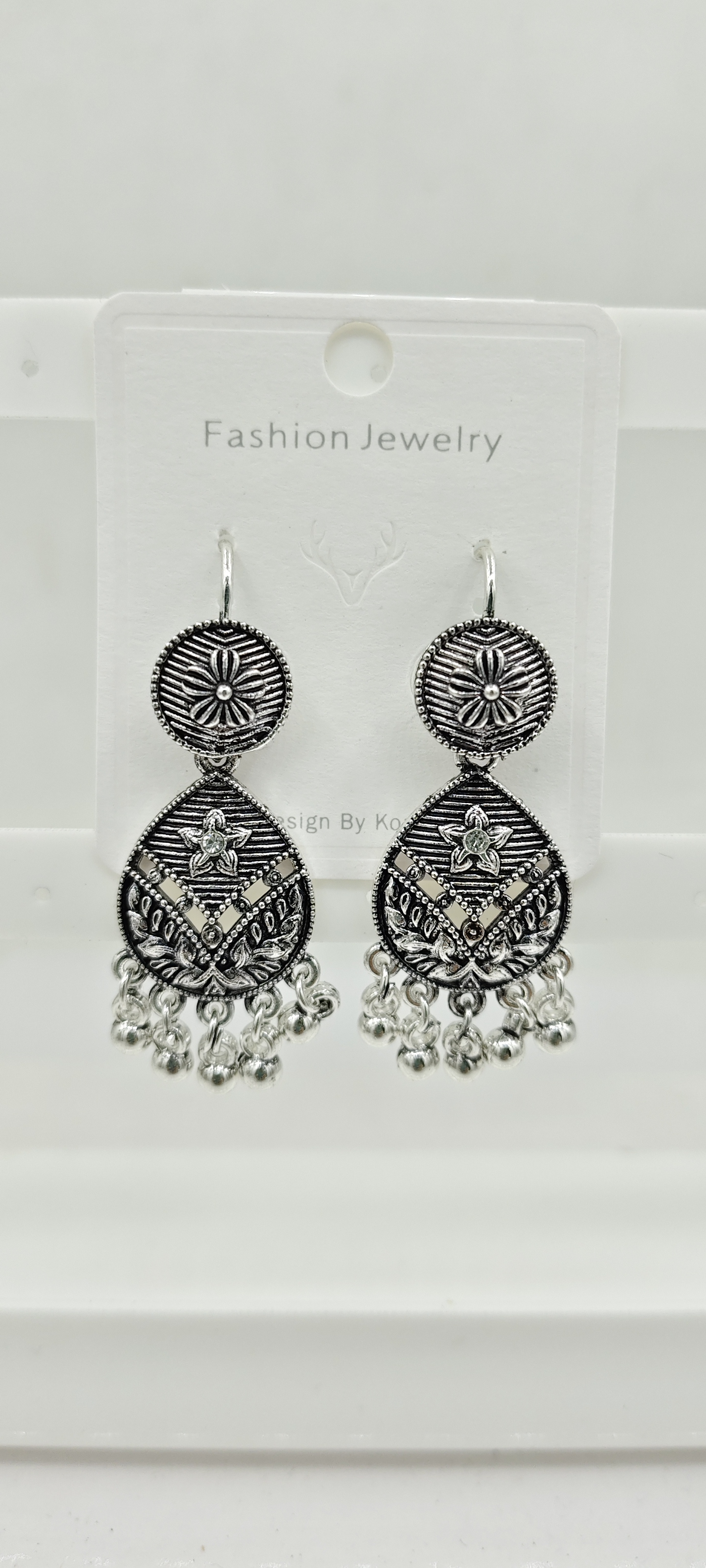 GERMAN SILVER ANTIQUE BAJRI EARRINGS - 526649