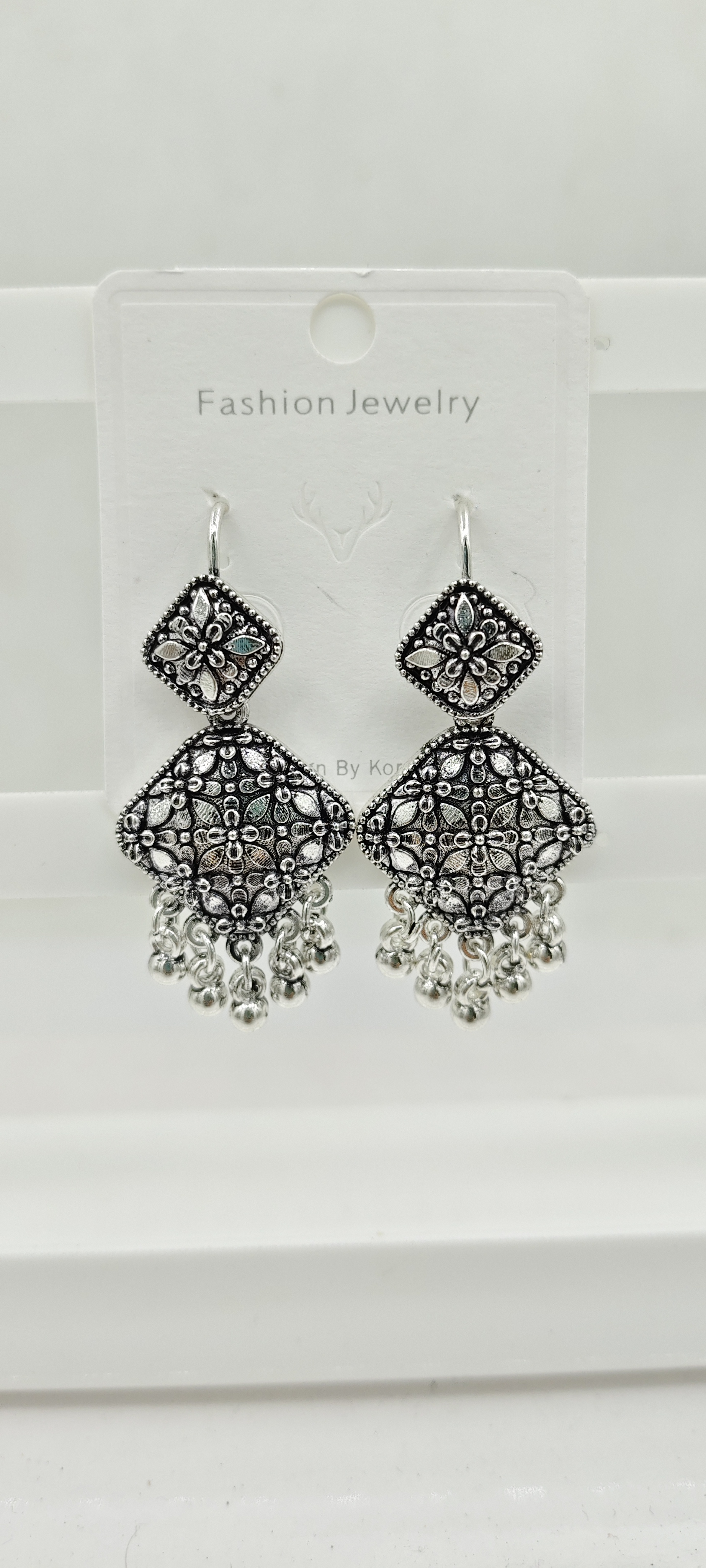 GERMAN SILVER ANTIQUE BAJRI EARRINGS - 526641
