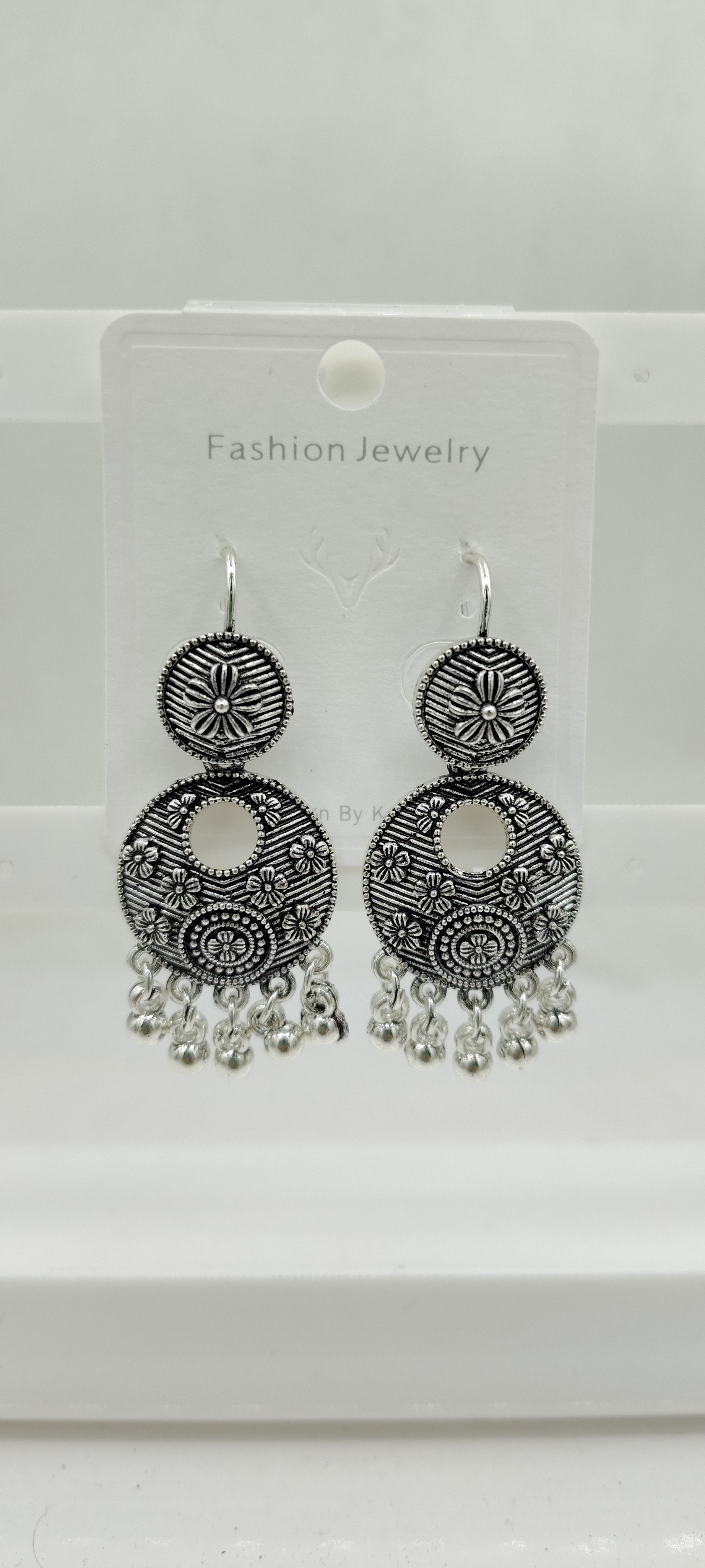 GERMAN SILVER ANTIQUE BAJRI EARRINGS - 526647