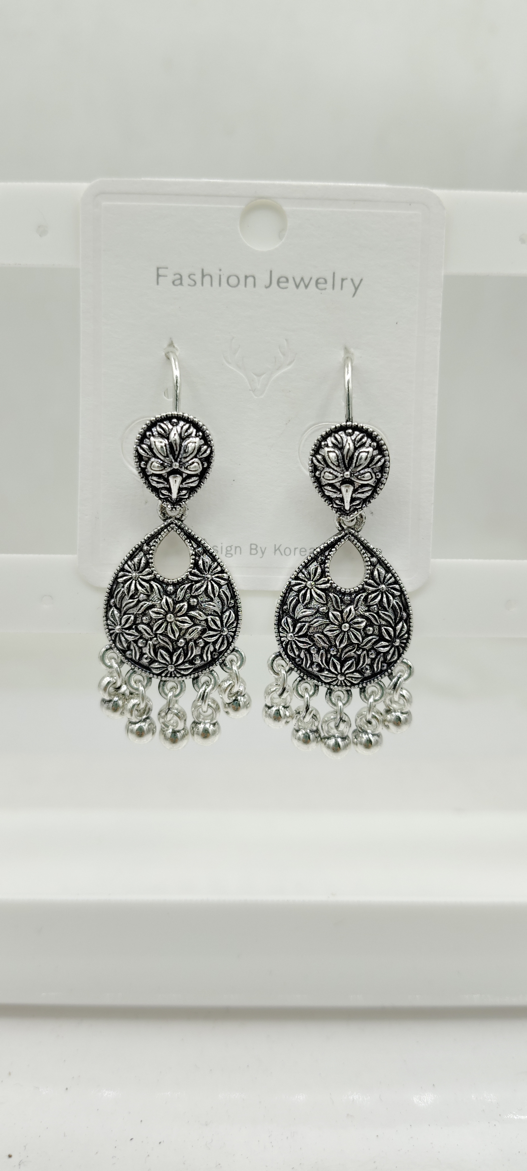 GERMAN SILVER ANTIQUE BAJRI EARRINGS - 526640