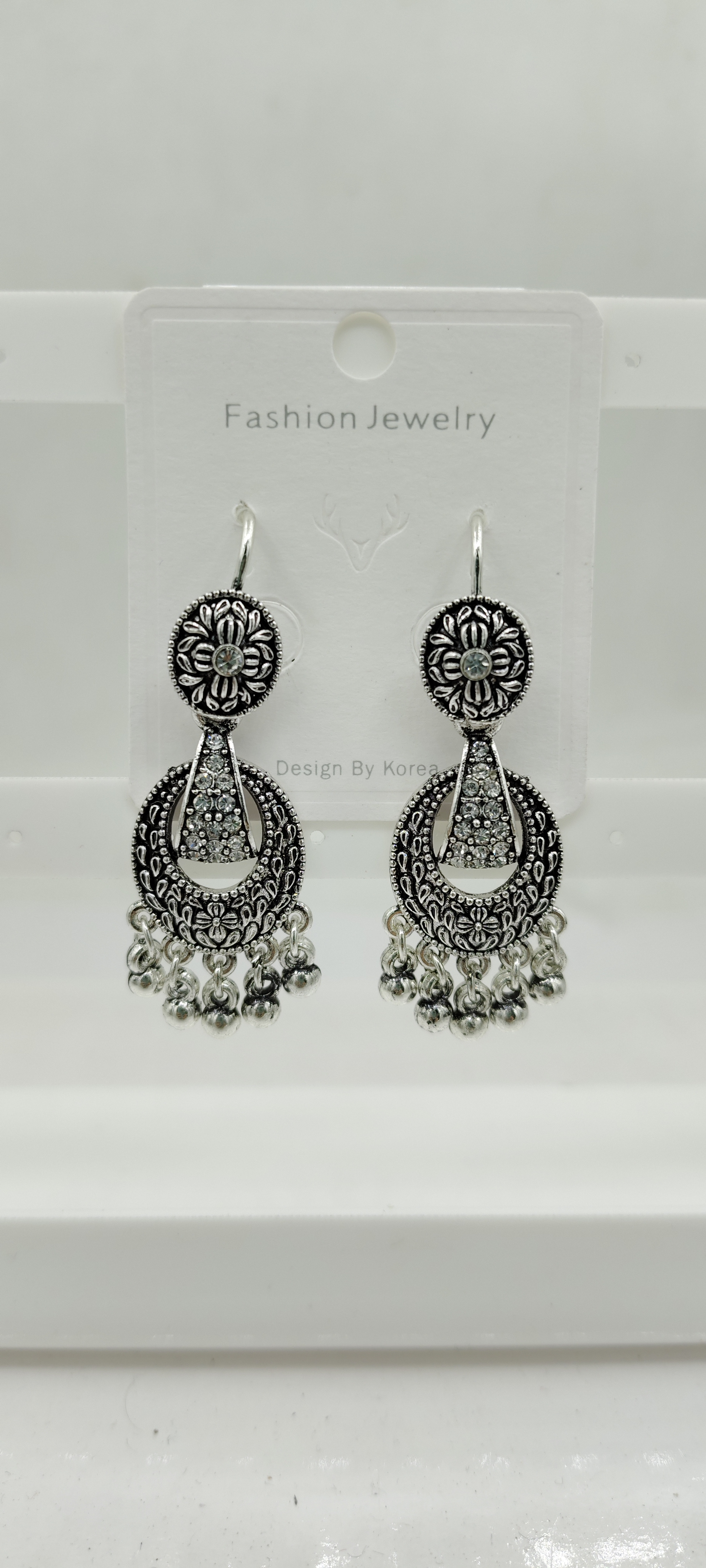 GERMAN SILVER ANTIQUE BAJRI EARRINGS - 526646