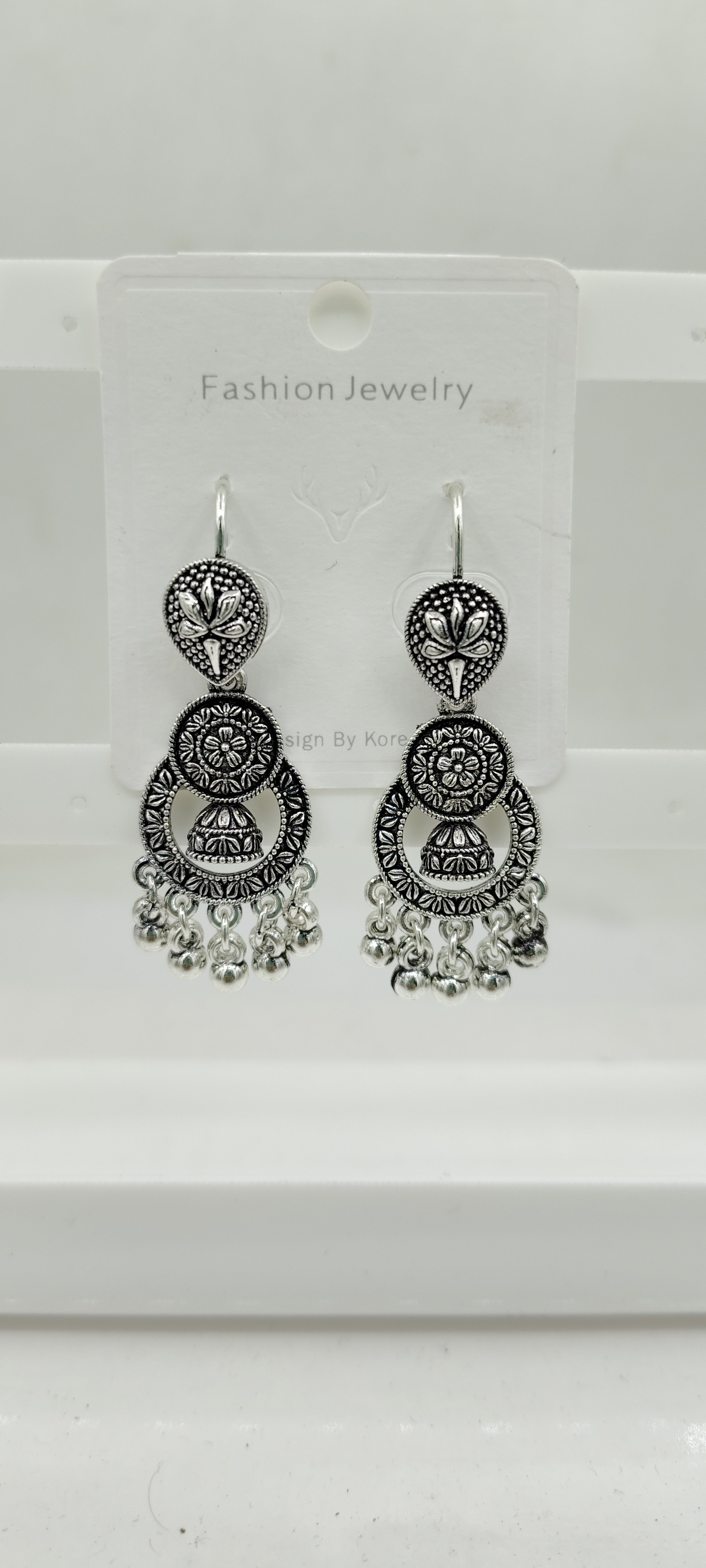 GERMAN SILVER ANTIQUE BAJRI EARRINGS - 526644