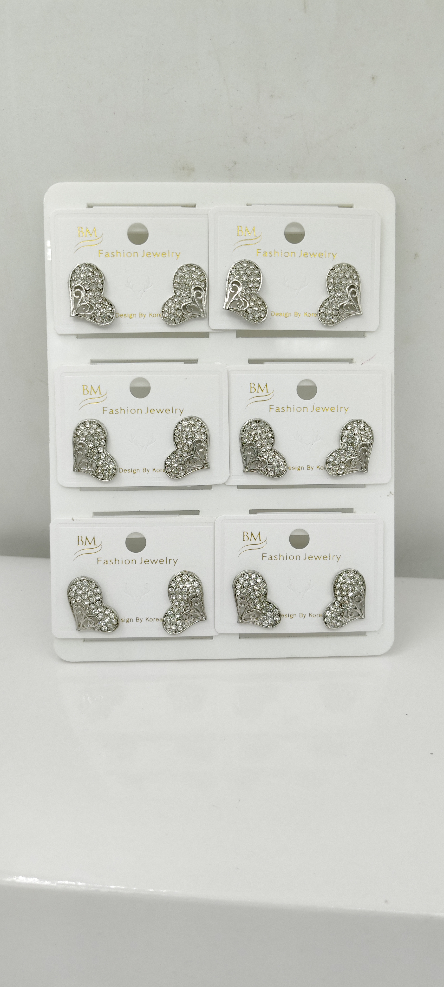 RODIUM WHITE STONE 6 PAIR TRAY TOPS - 1111602