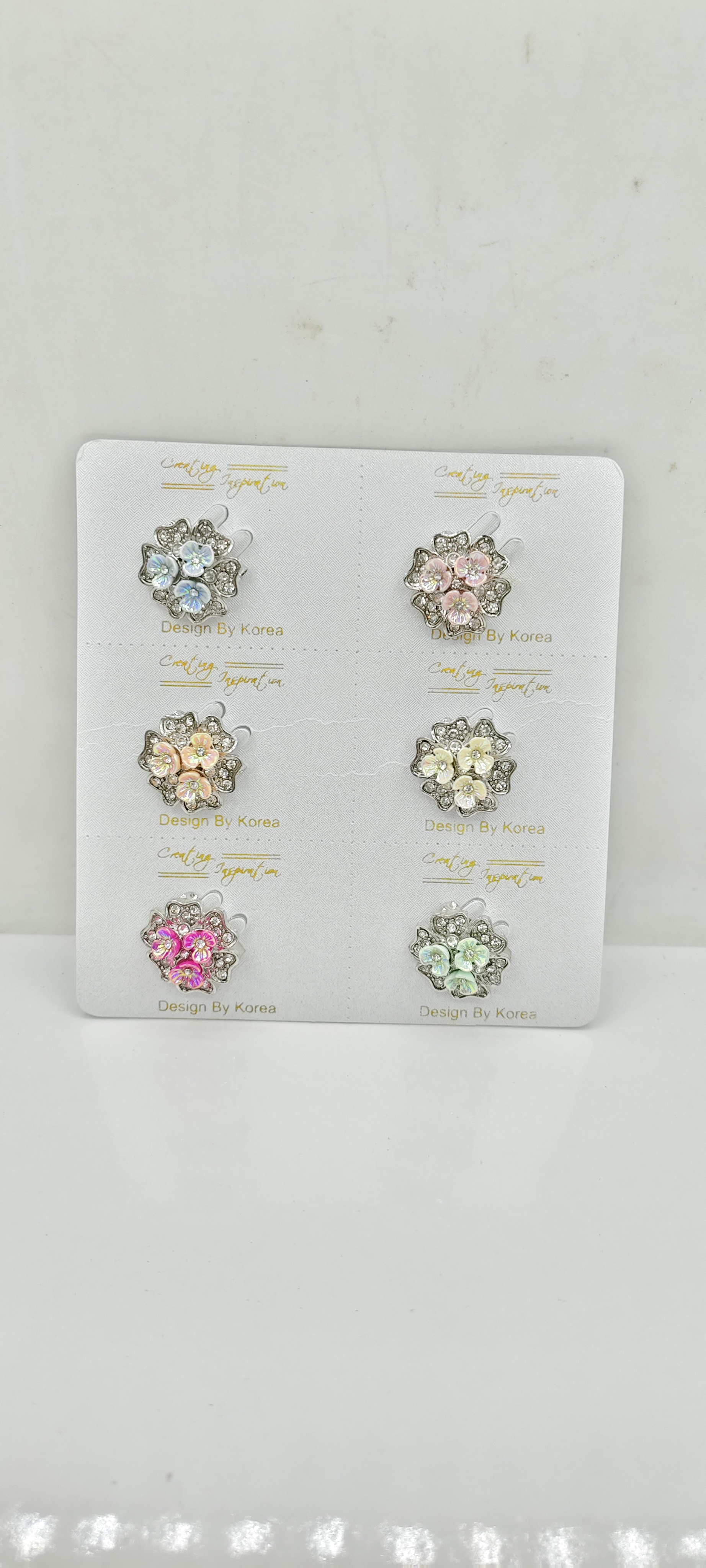 RODIUM AB FLOWER WT STN BROOCH - NS-BR-259