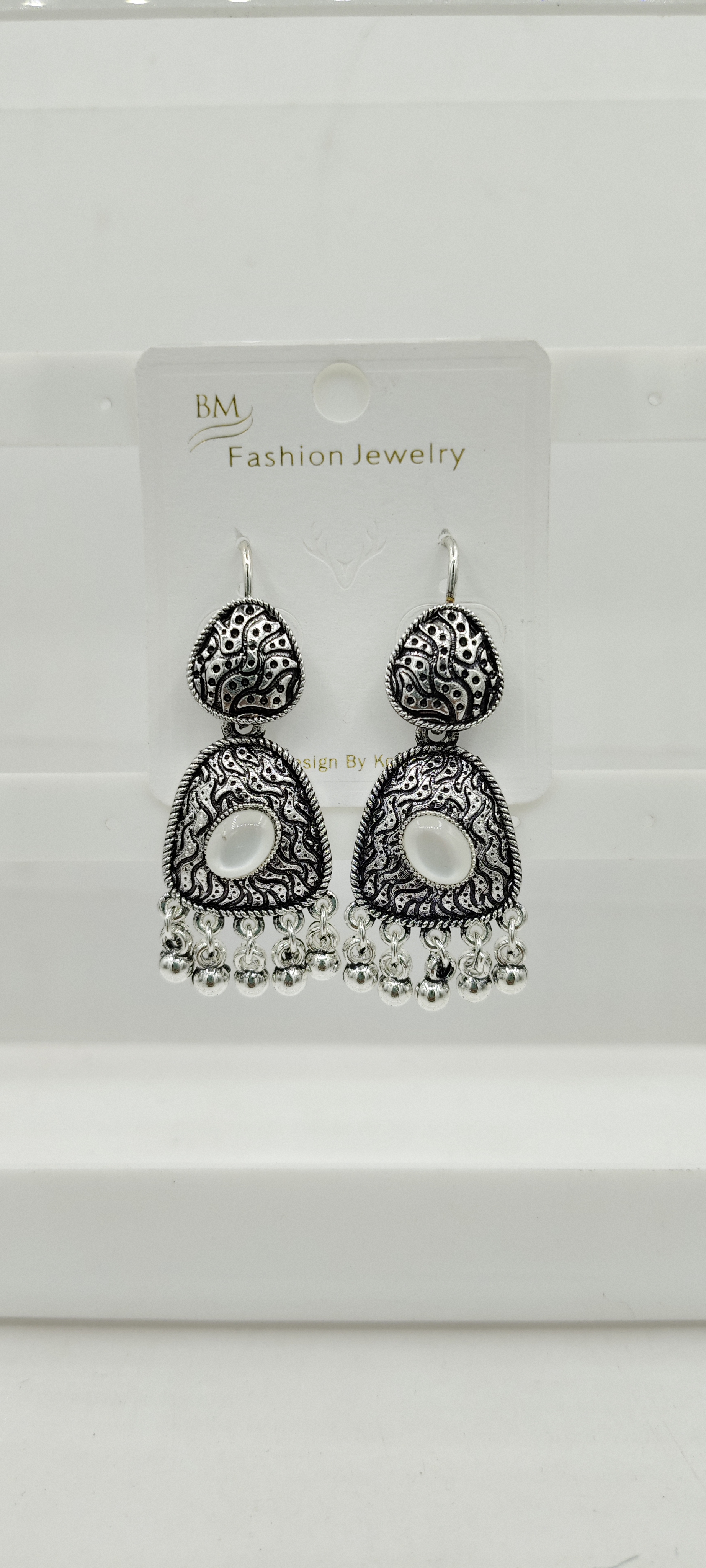 GERMAN SILVER WHITE ASSST BAJRI EARRINGS - 526642