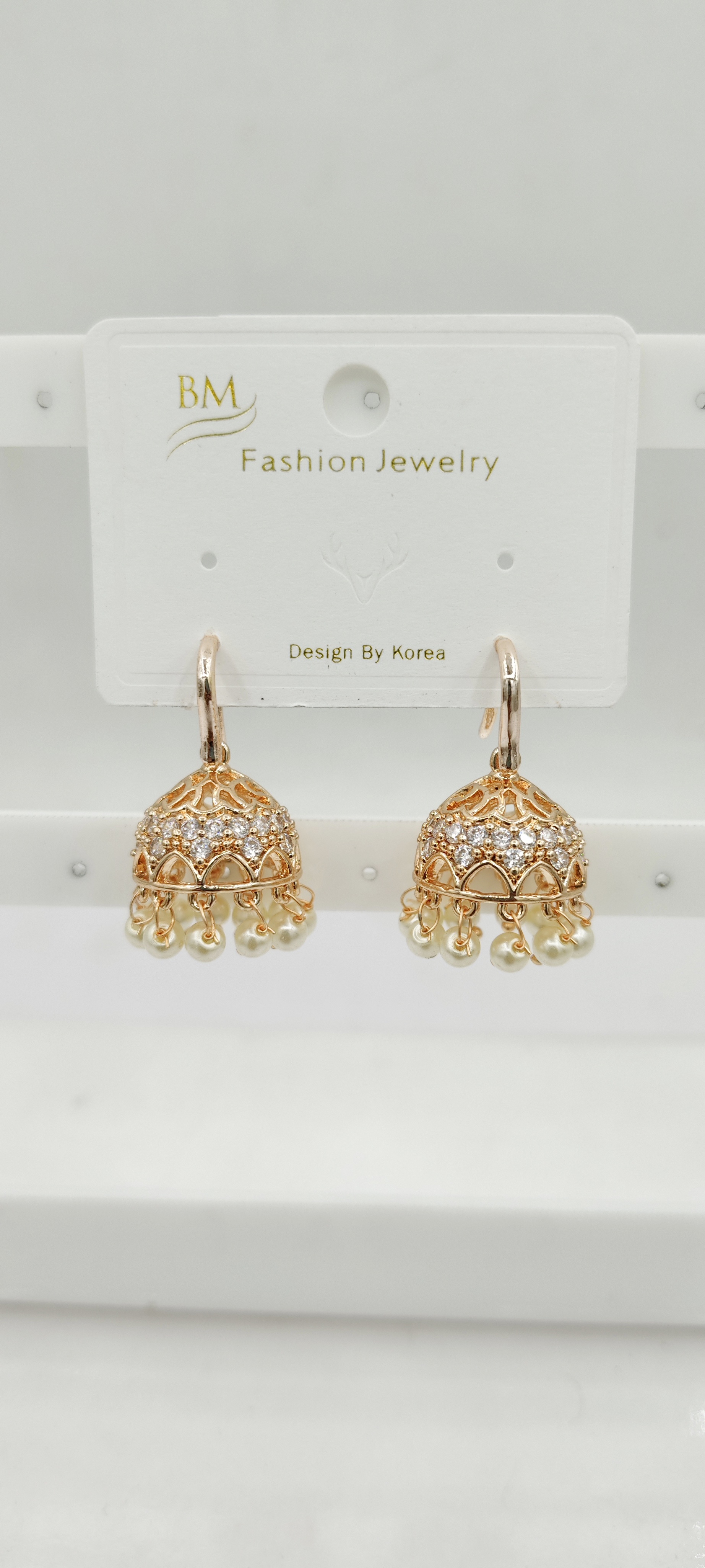 AD ROSE WHITE AKDA JHUMKI - 21496 NX