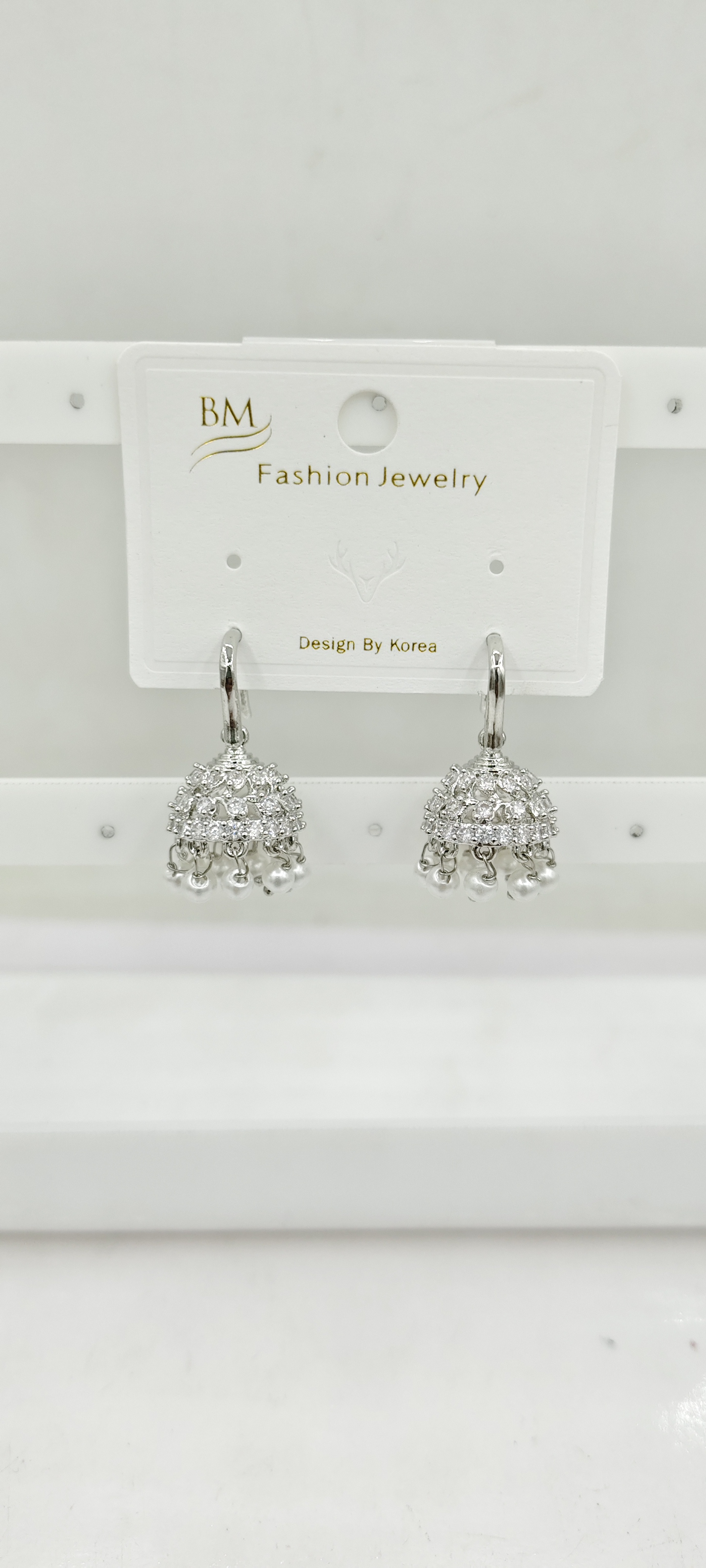 AD RODIUM WHITE AKDA JHUMKI - 21520 NX