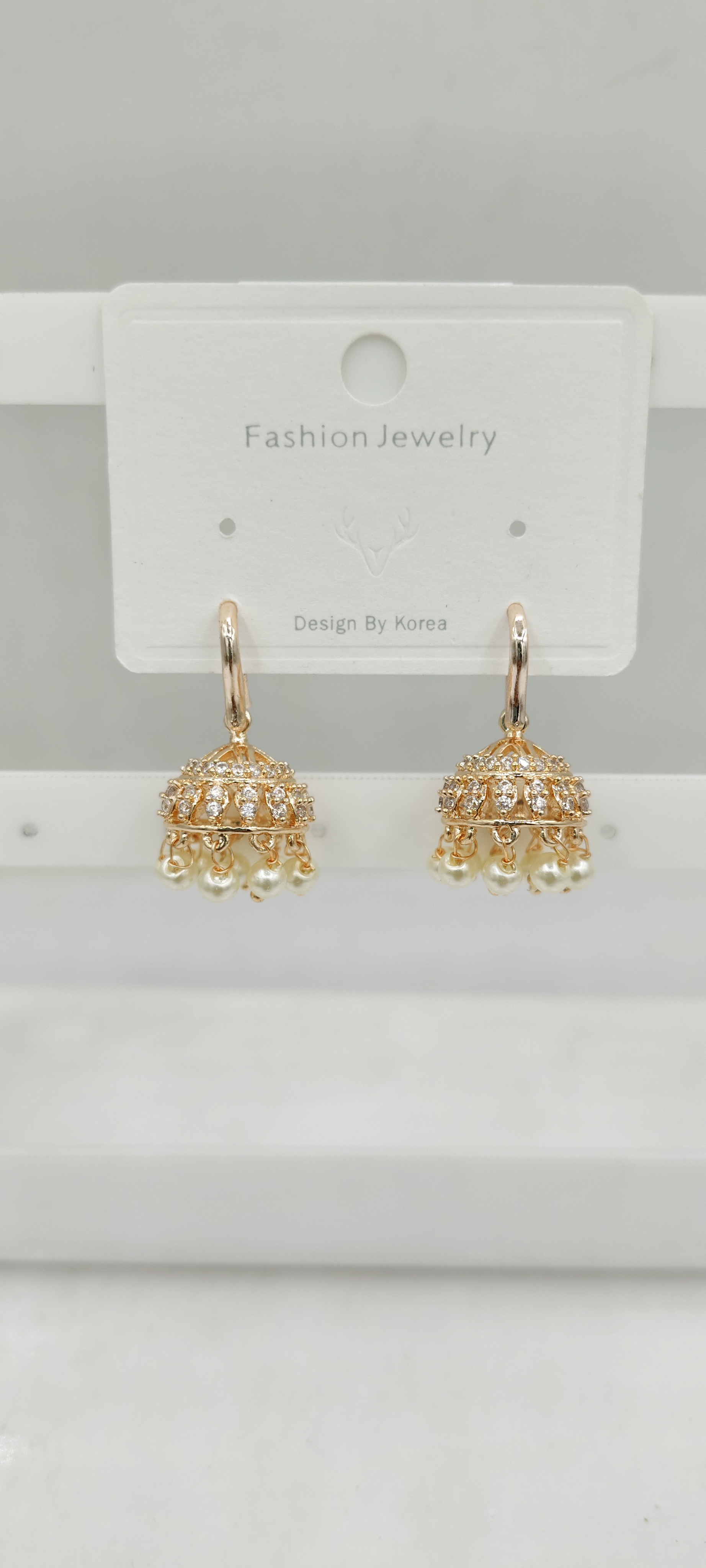 AD ROSE WHITE AKDA JHUMKI - 21516 NX