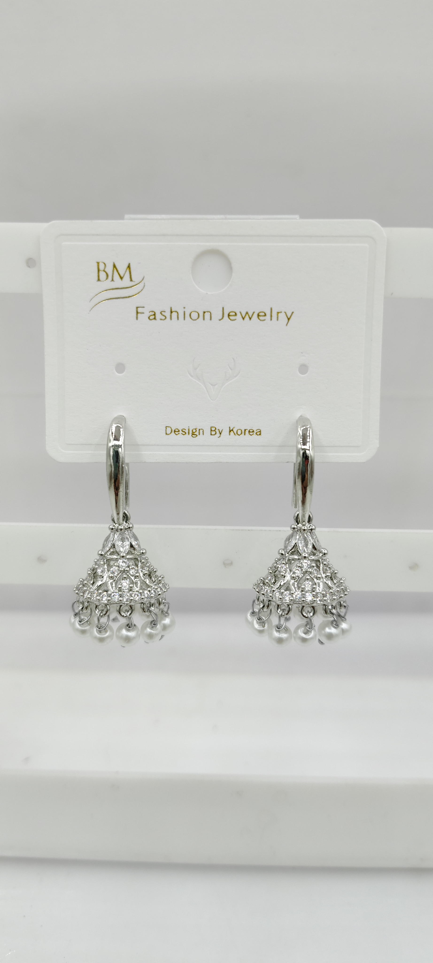 AD RODIUM WHITE AKDA JHUMKI - 21514 NX