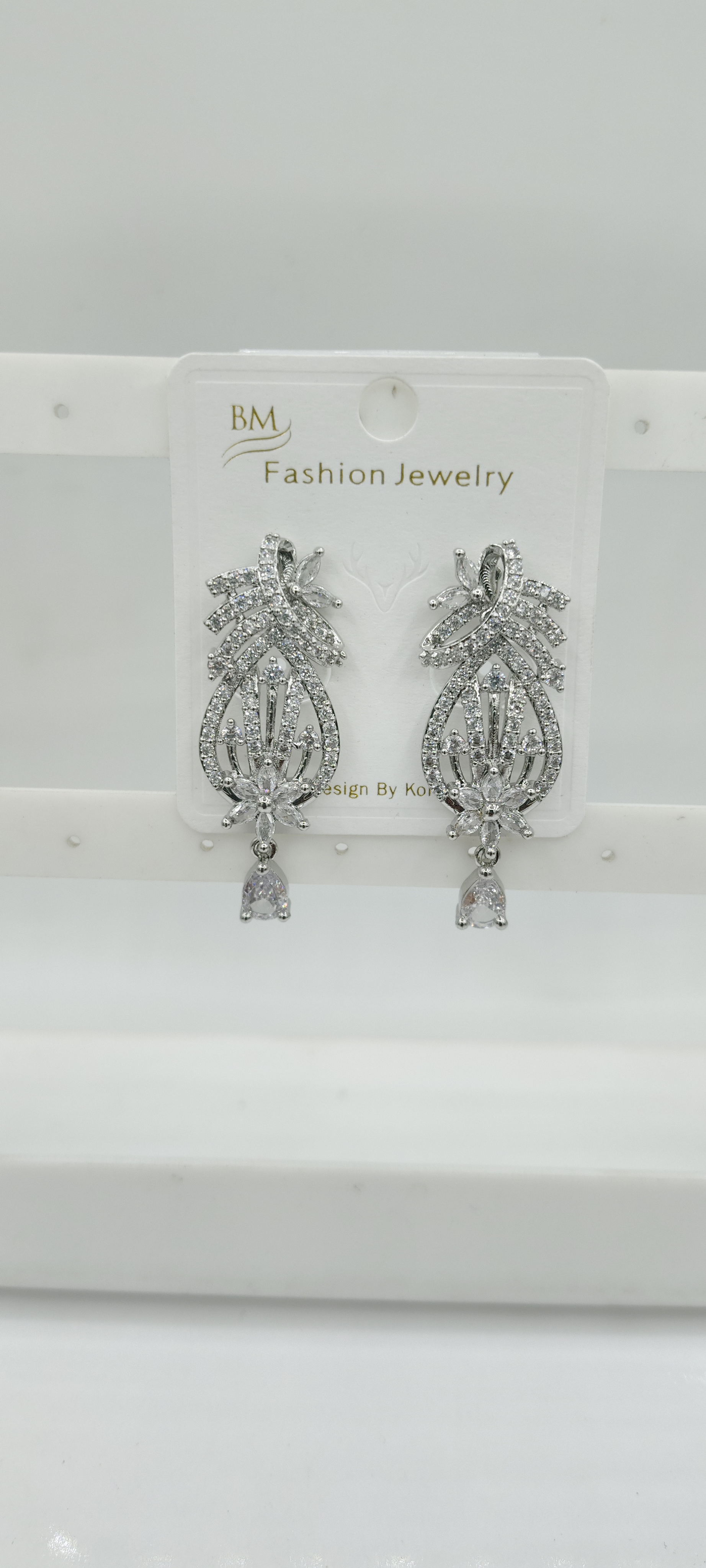 AD RODIUM WHITE EARRINGS - 51126 NX