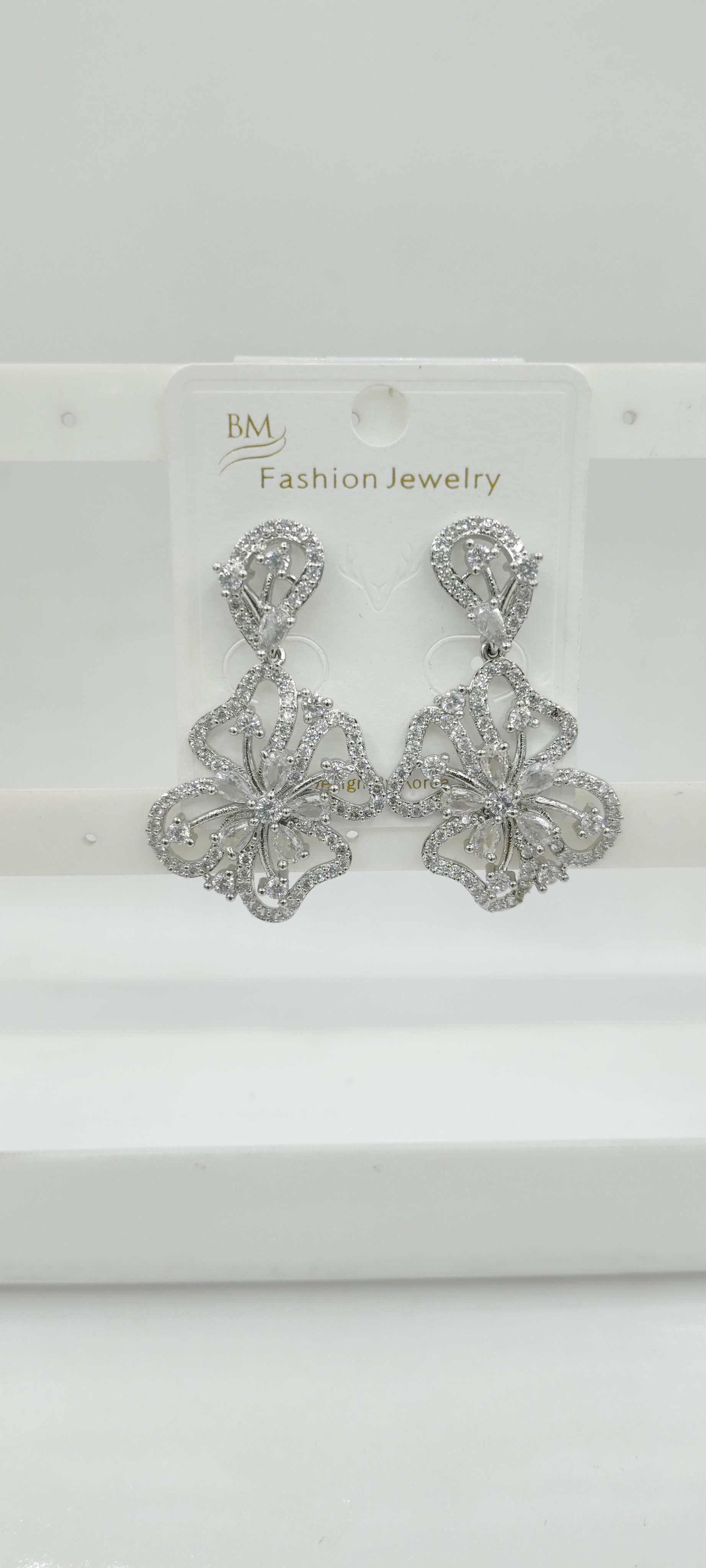 AD RODIUM WHITE EARRINGS - 51124 NX