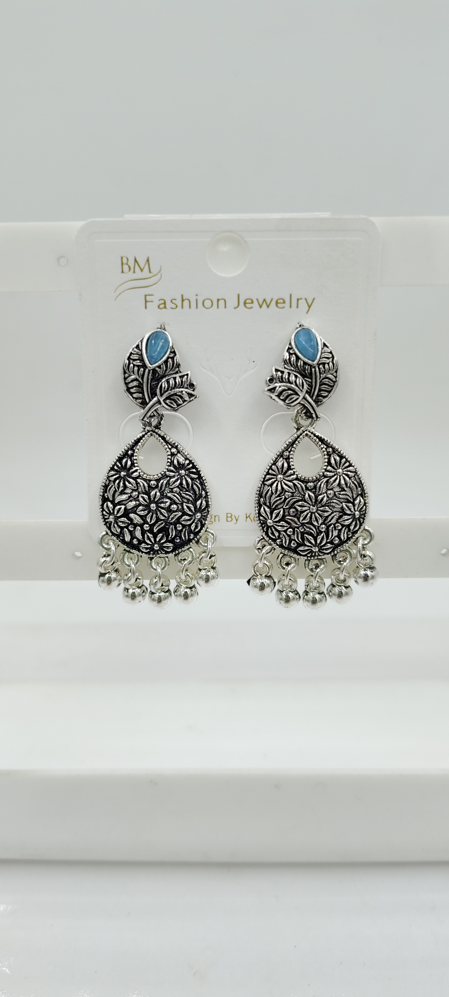 GERMAN SILVER ANTIQUE CLR MONALISA BAJRI FITTING EARRINGS - 527173