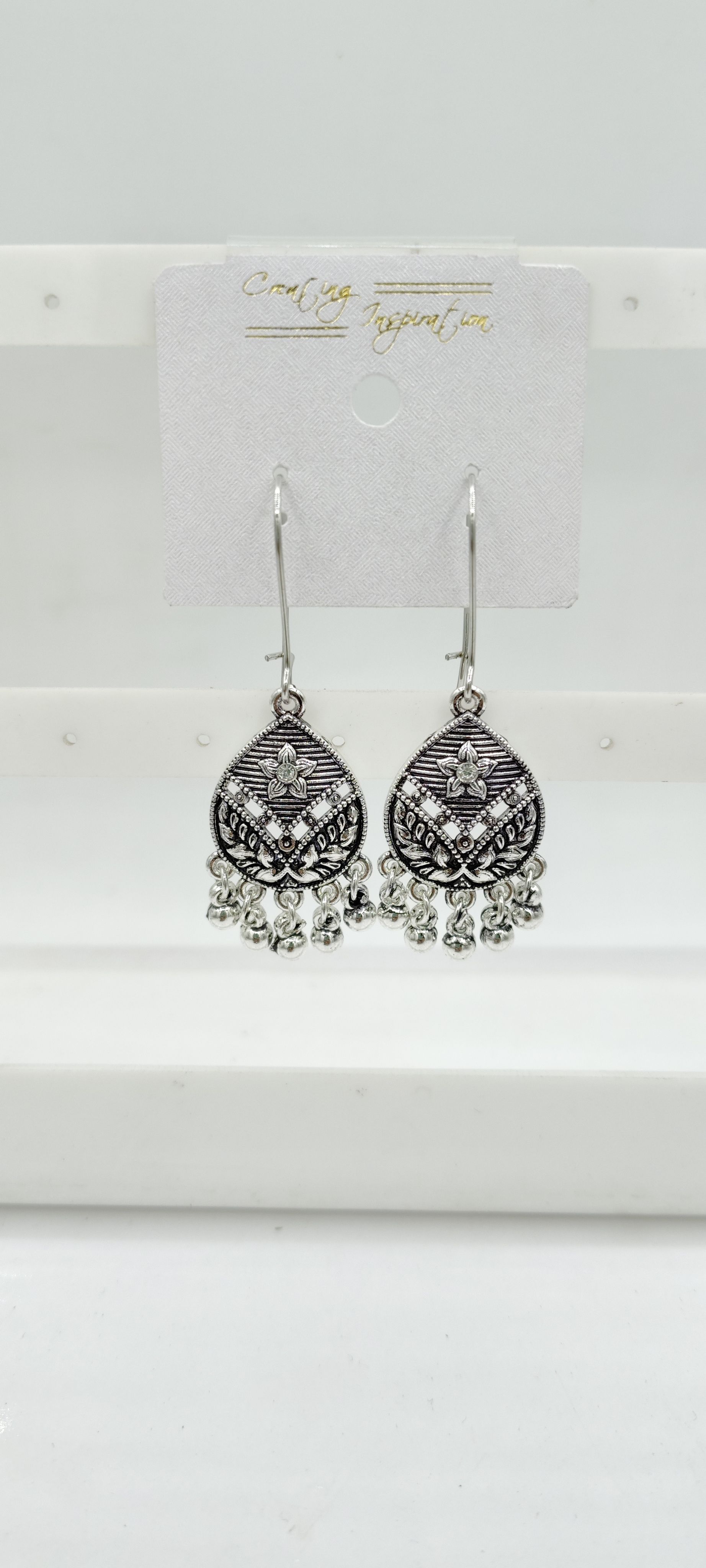 GERMAN SILVER ANTIQUE PLAIN AKDA BAJRI FITTING EARRINGS - 527193