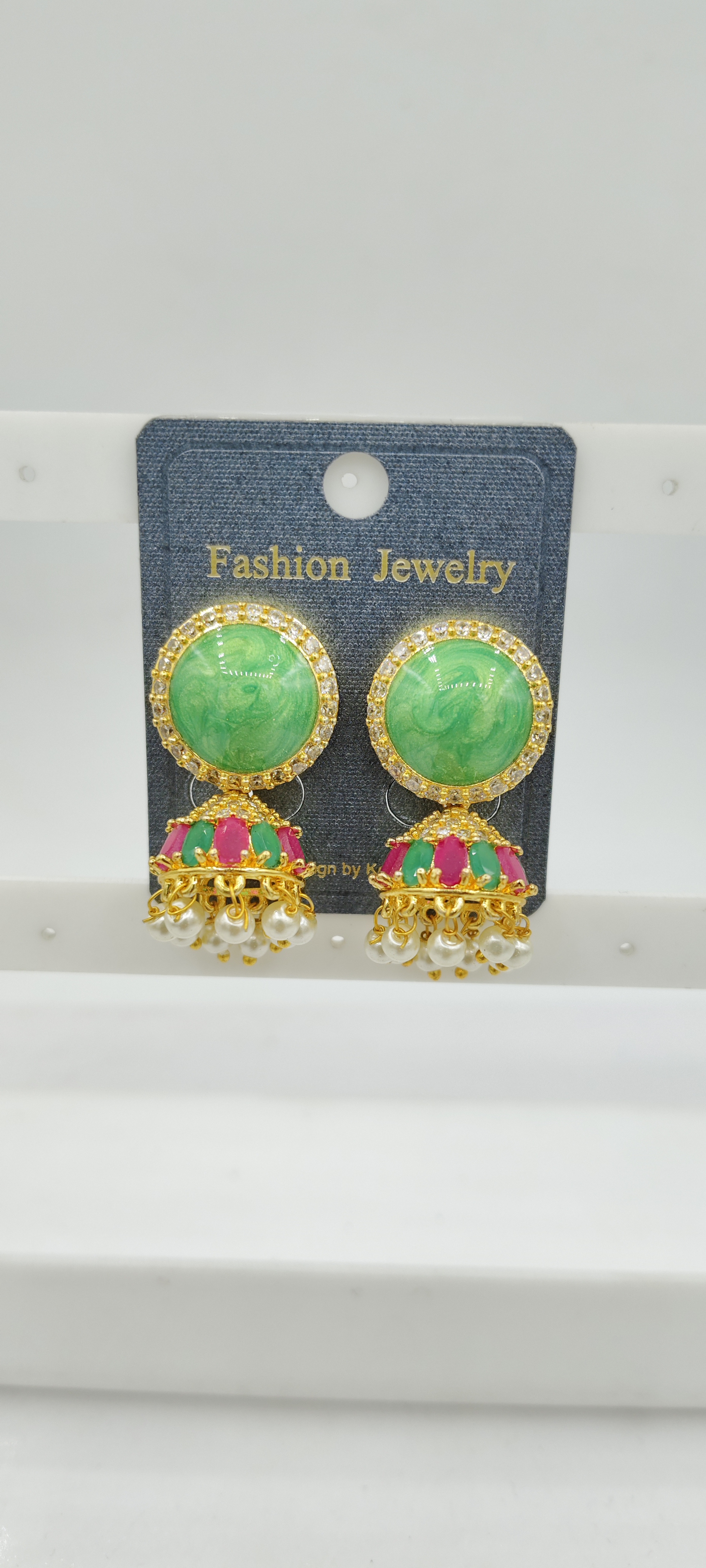 AD YELLOW NEW PEARL GOLD CLR JHUMKI - 21388 NX