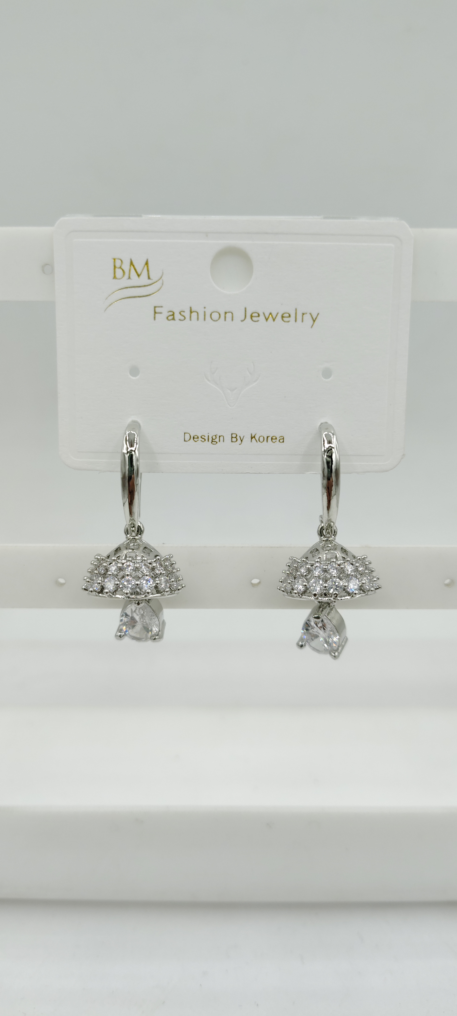 AD RODIUM WHITE AKDA JHUMKI - 21489 NX