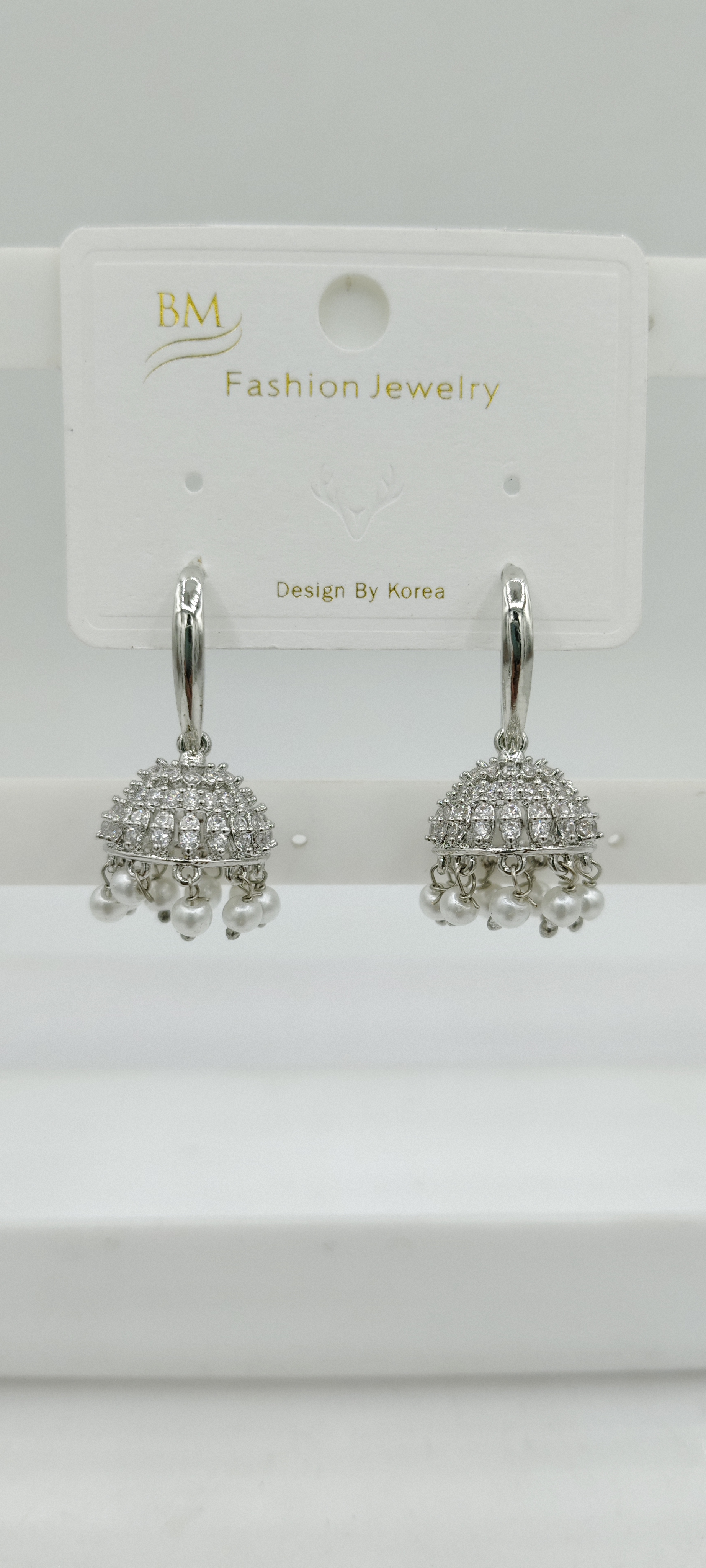 AD RODIUM WHITE AKDA JHUMKI - 21531 NX